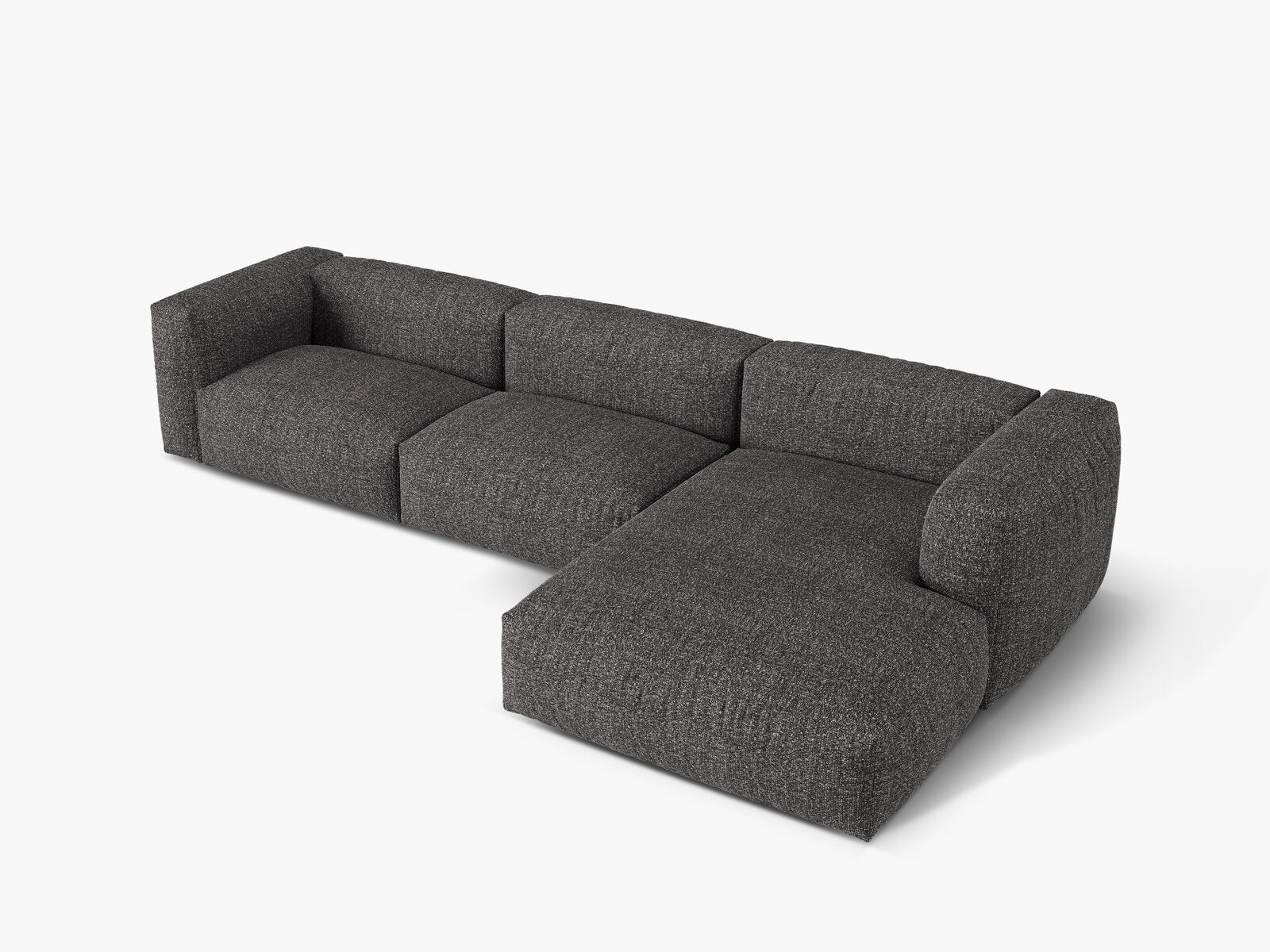 Micadoni Ecksofa Martina 3-Sitzer Rechts Boucle Monet Anthrazit