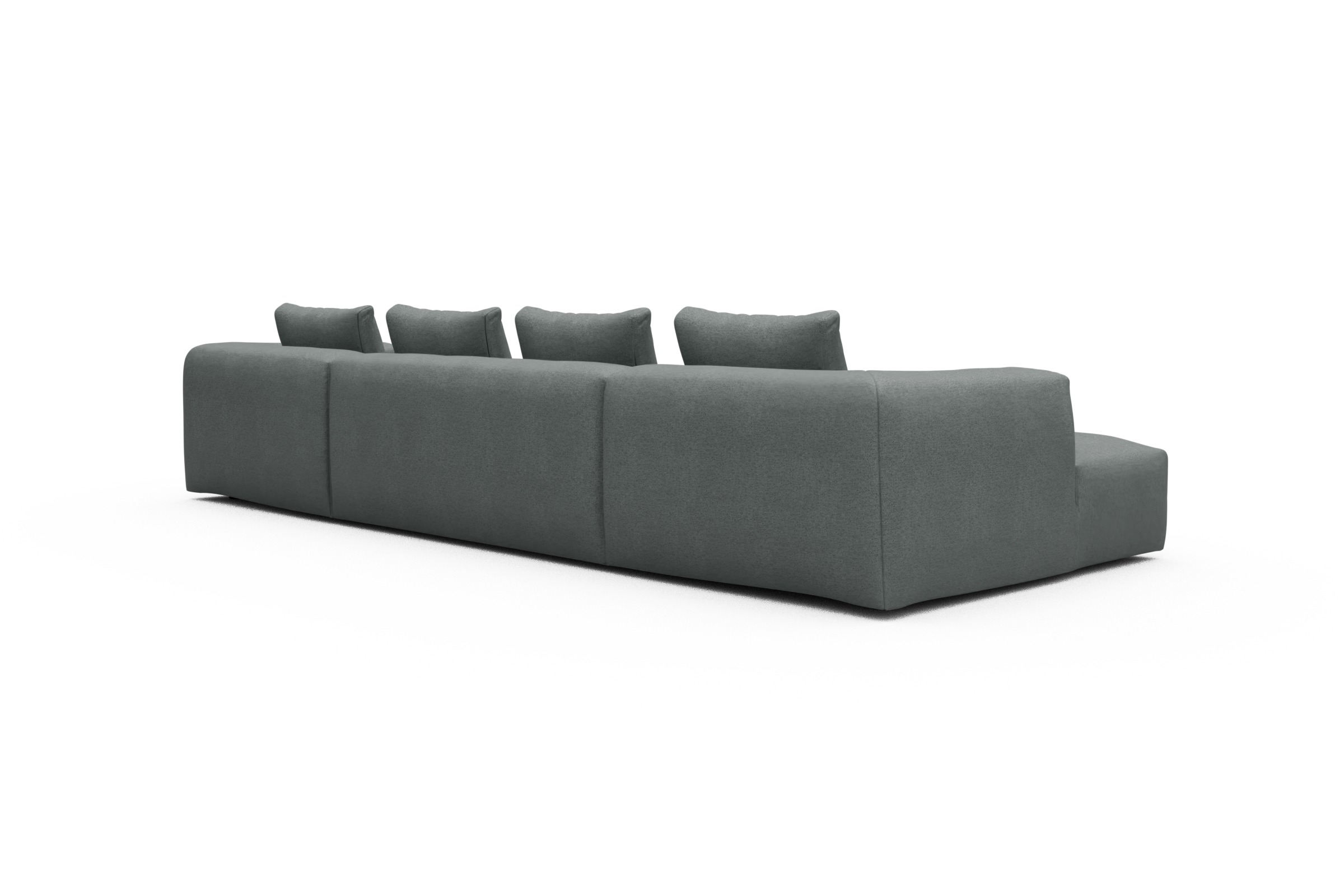 Wohnlandschaft Fred mit 2-Sitzer und Chaiselongue beidseitig Denari-Soft-Grey