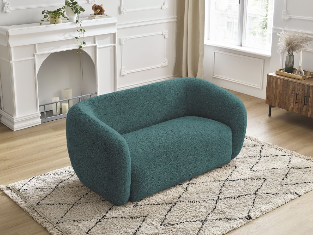 Bobochic Celine Sofa 2-Sitzer Bouclé-Stoff Hellblau