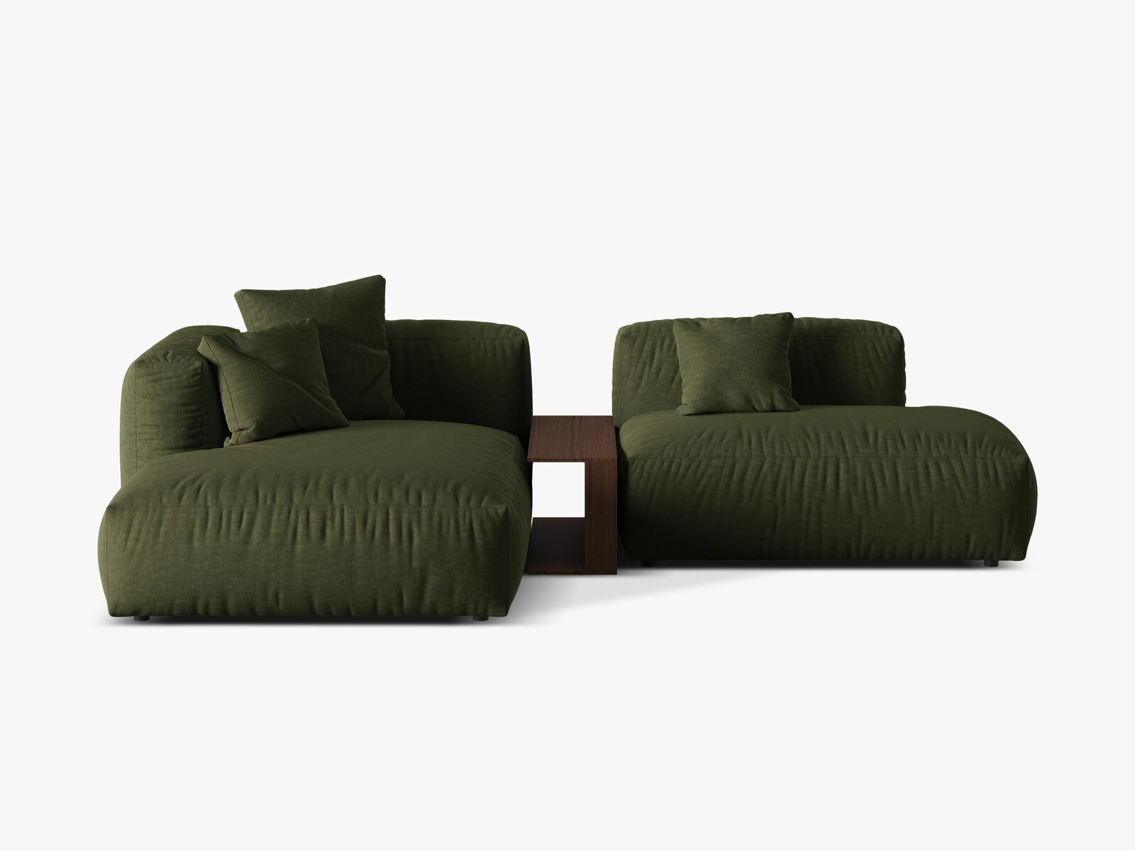 Micadoni Ecksofa Martina 2-Sitzer mit Couchtisch Links Strukturierter Stoff Grün