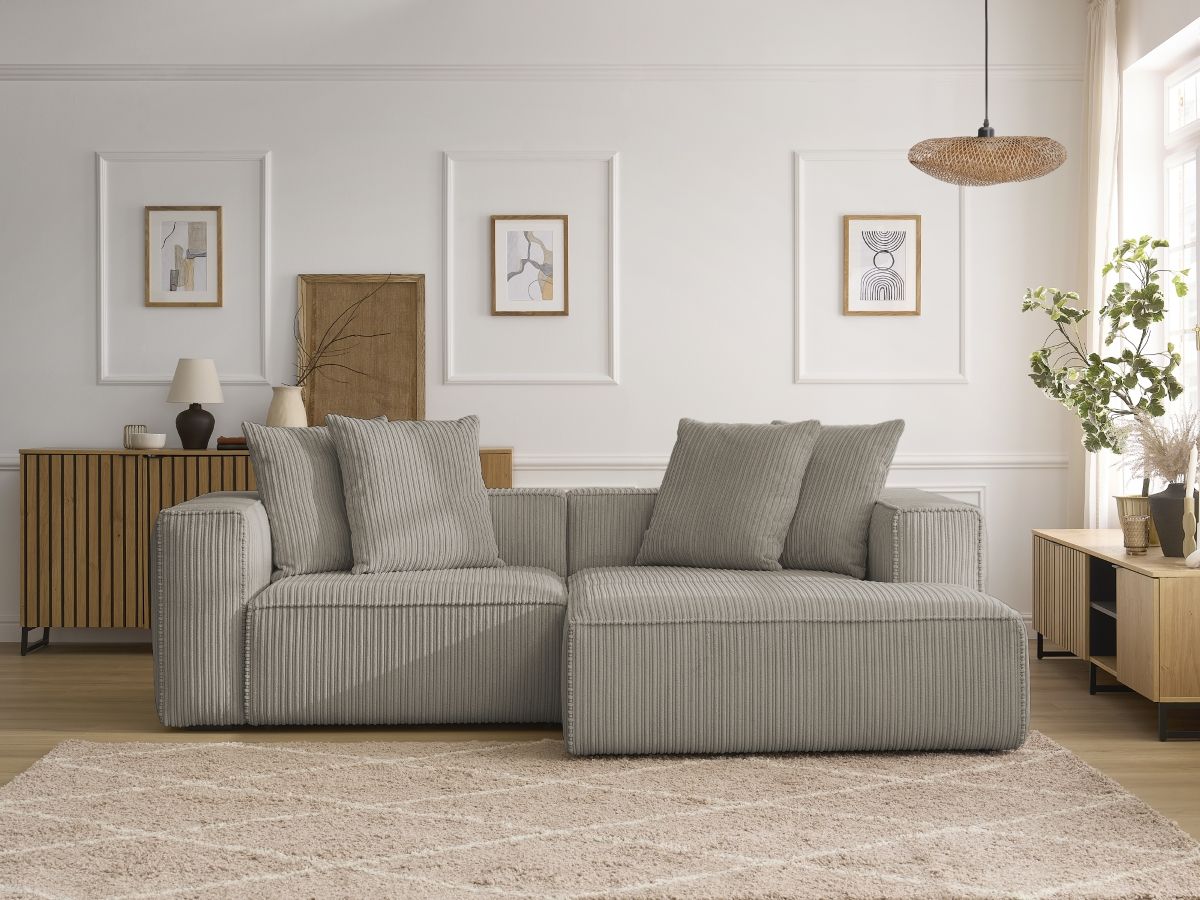 Bobochic Nina Ecksofa Cordsamt Taupe Ecke rechts