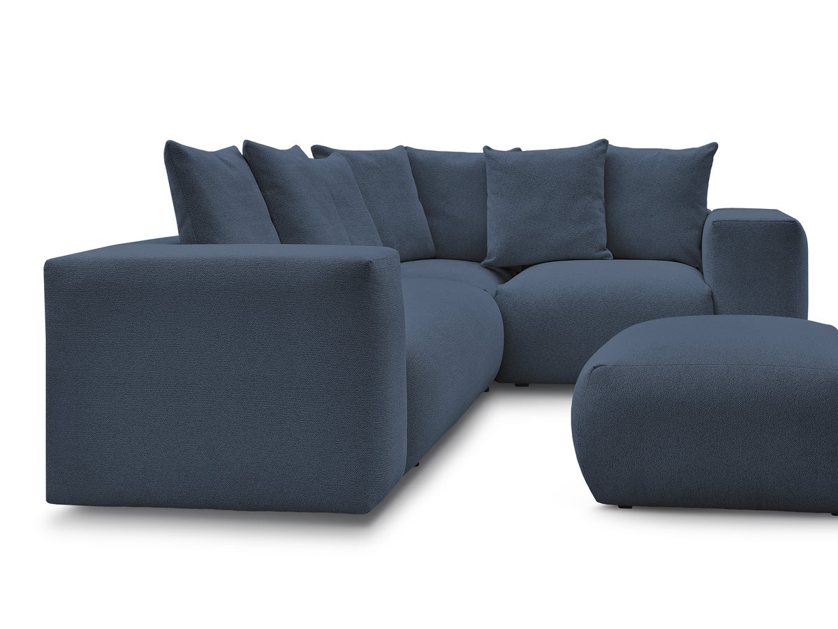 Bobochic Voltaire Ecksofa mit Pouf 268 × 214 cm Melange-Stoff Dunkelblau Ecke rechts