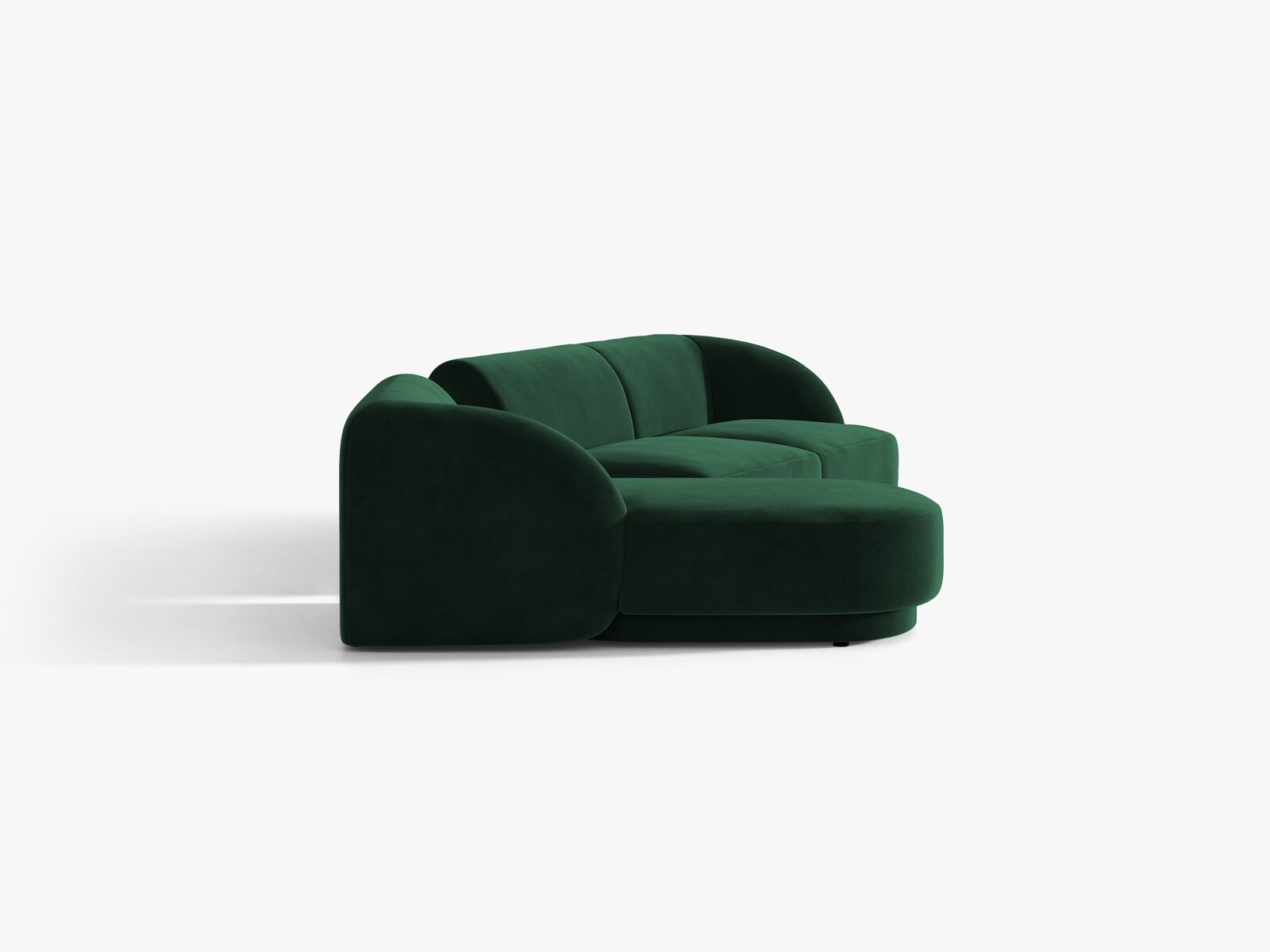 Micadoni Modulares Sofa Miley mit Recamiere 3-Sitzer Links Samt Bluvel Flaschengrün