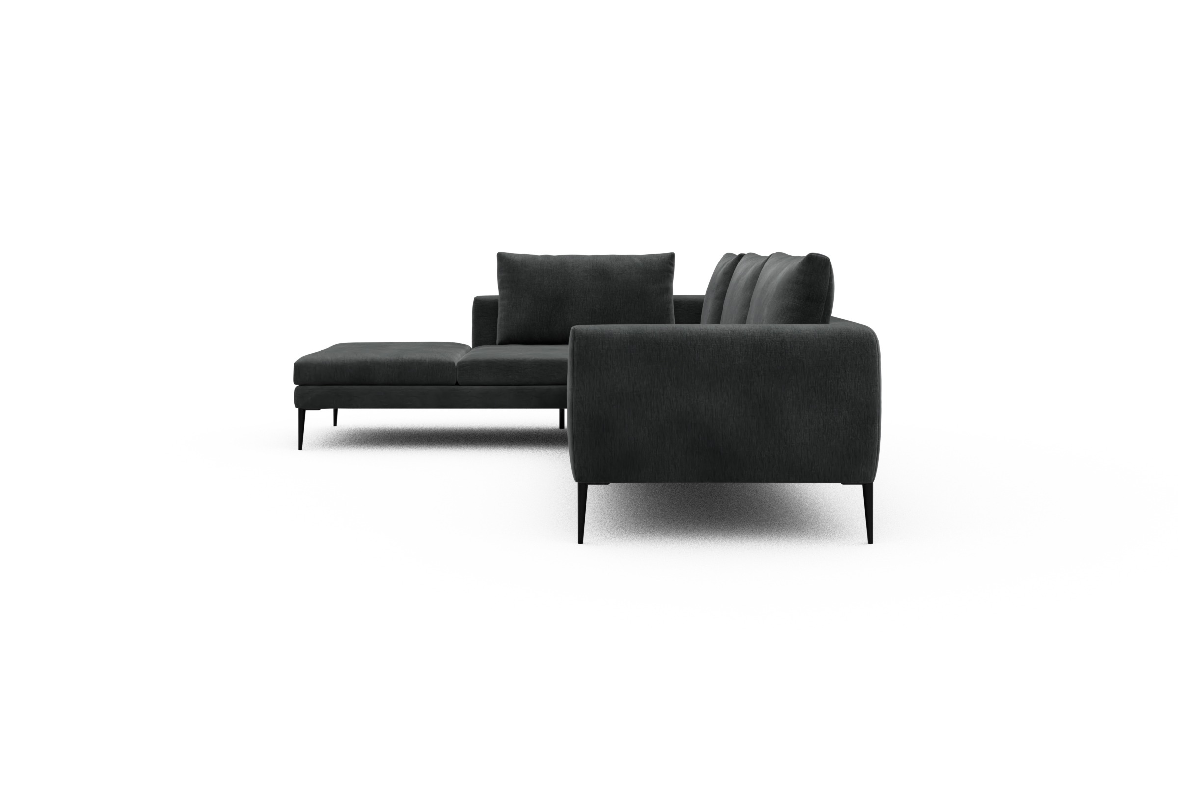 Ecksofa Paul Relax-Ecke rechts mit 3-Sitzer Smooth-Deep-Warm-Grey