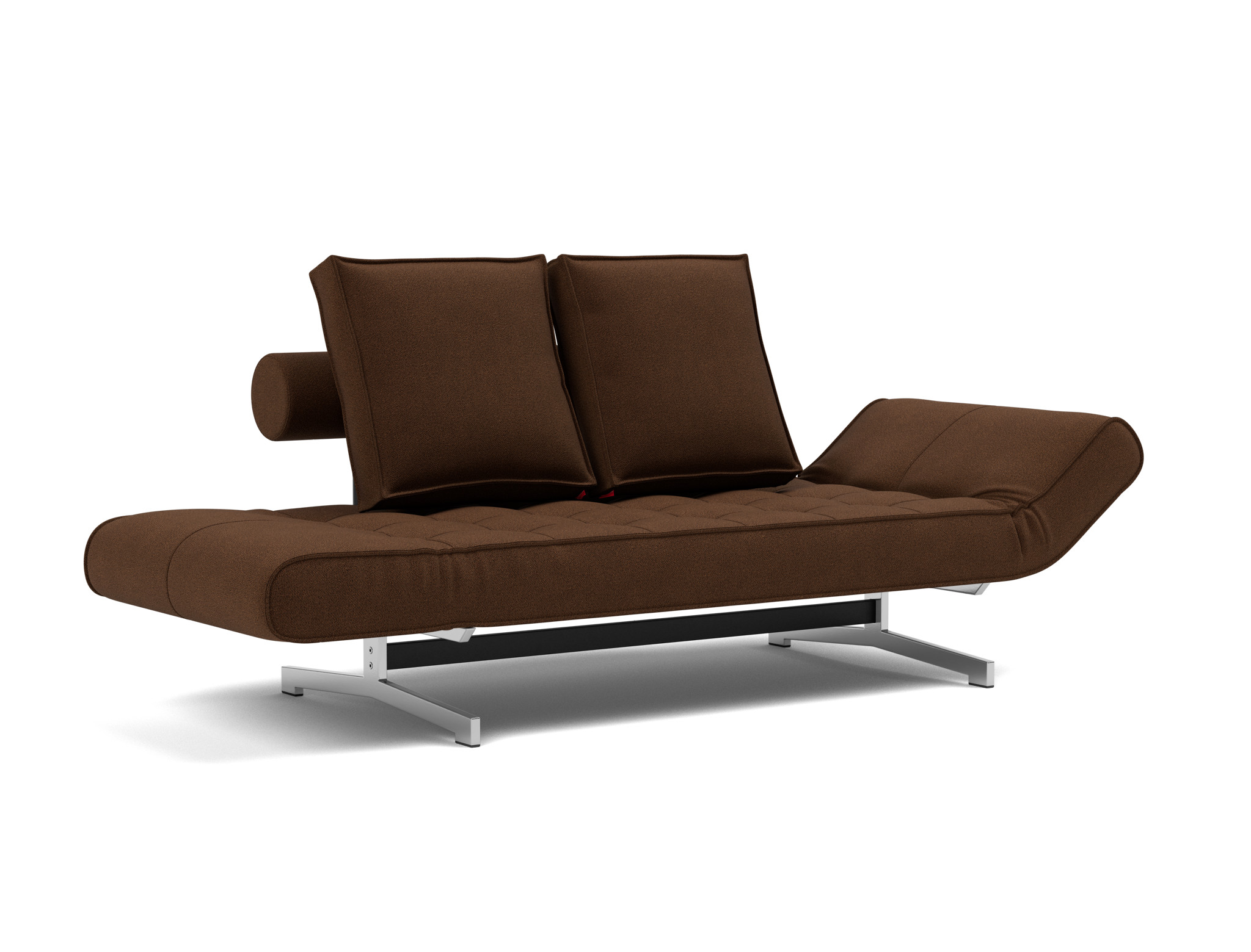Tagesbett Ghia Strukturierter Stoff Taura 359-Cappuccino Beine Chrom