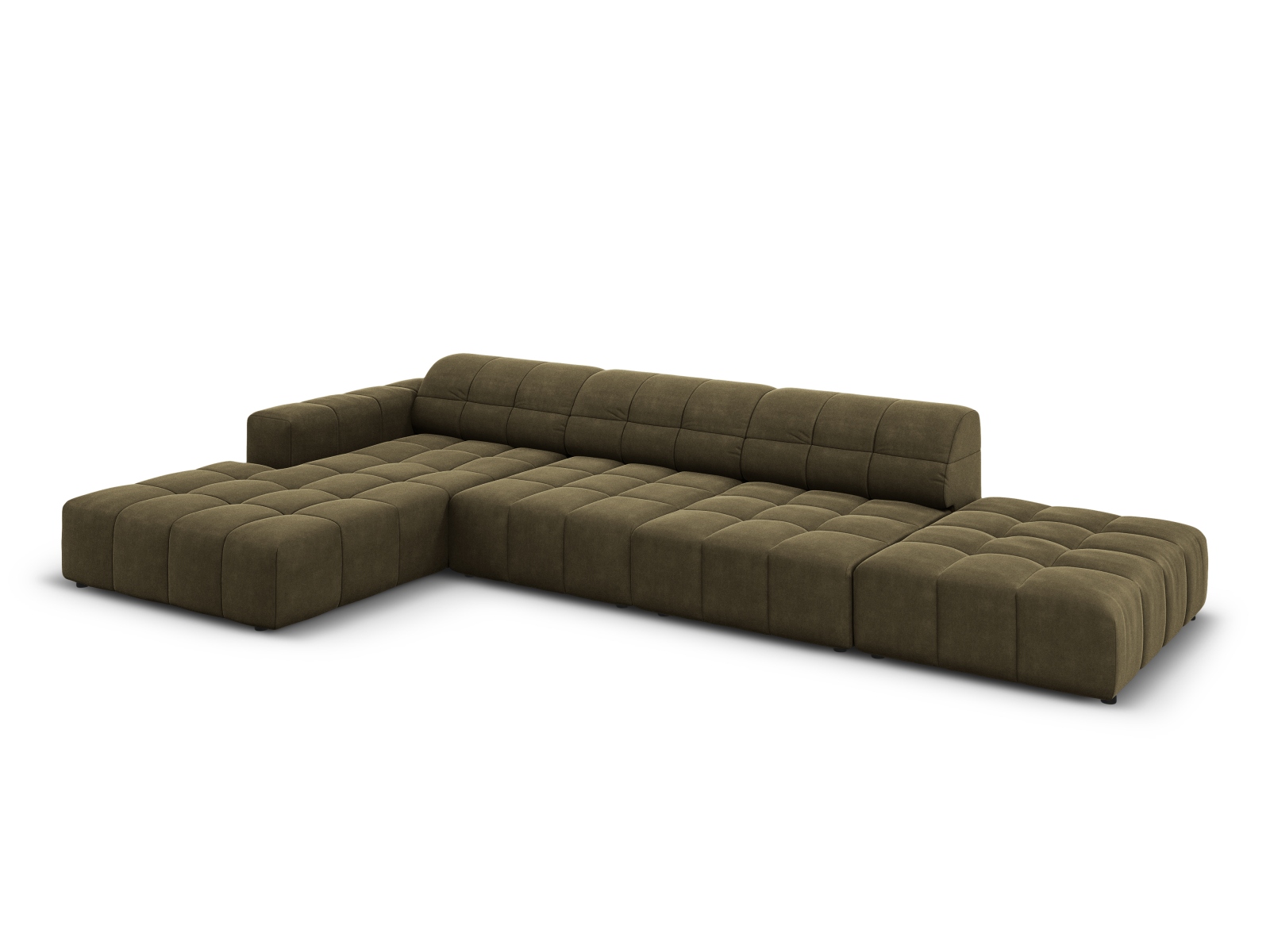 Cosmopolitan Design Ecksofa Chicago 5-Sitzer offen Samt Bluvel Grün Links
