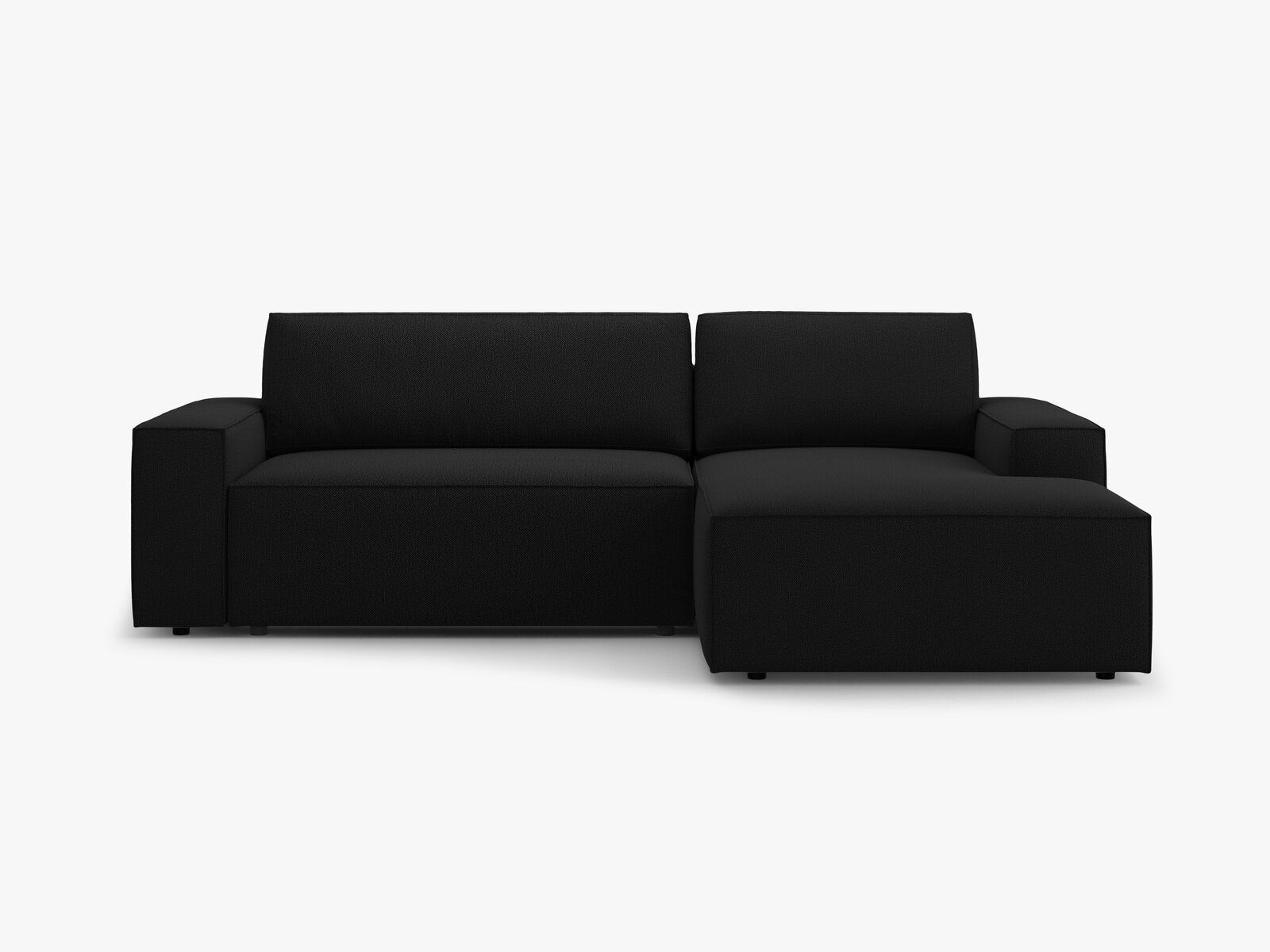 Micadoni Schlaf-Ecksofa Jodie 3-Sitzer Rechts Strukturierter Stoff Schwarz