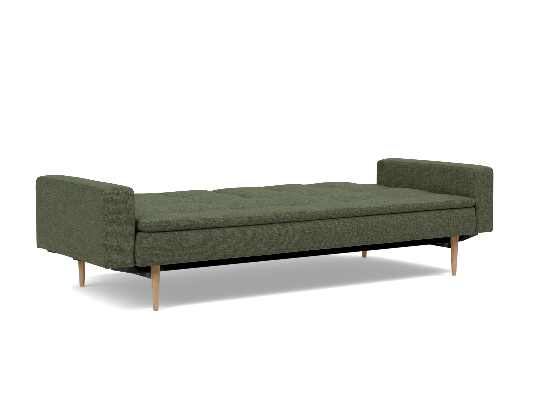 Schlafsofa Dublexo mit Armlehnen Strukturierter Stoff Taura 353-Forest Beine Styletto Eiche hell
