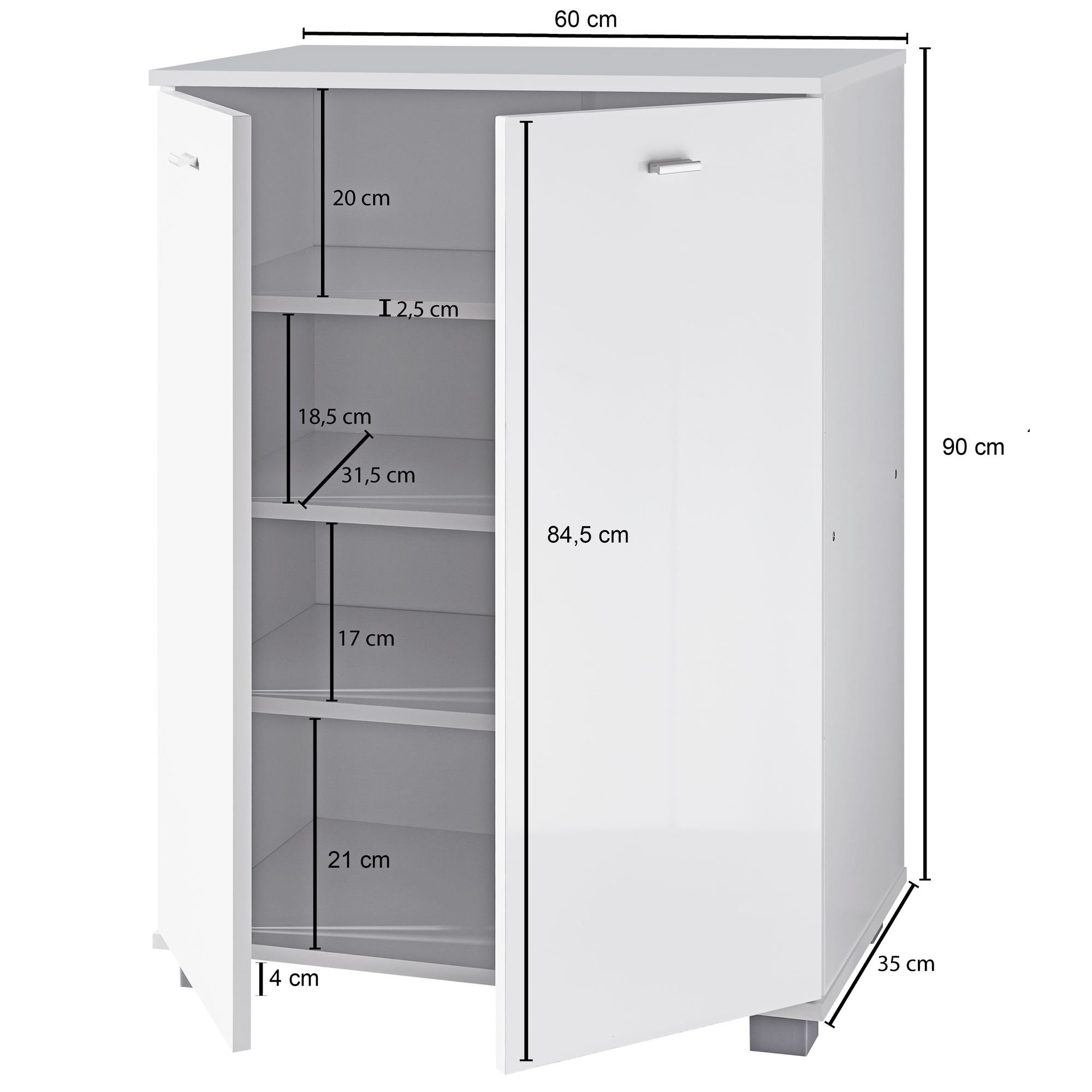 Schuhschrank Bremnes Weiß 60 × 35 × 90 cm
