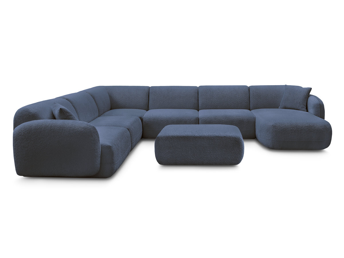 Bobochic Anda Wohnlandschaft mit Pouf 373 × 289 cm Chenille Dunkelblau Ecke links