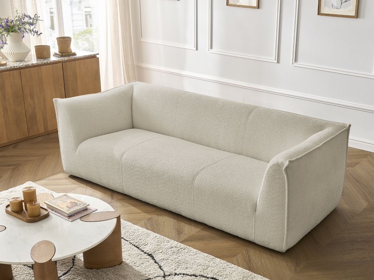 Bobochic Giorgia Sofa 3-Sitzer Bouclé-Stoff Beige
