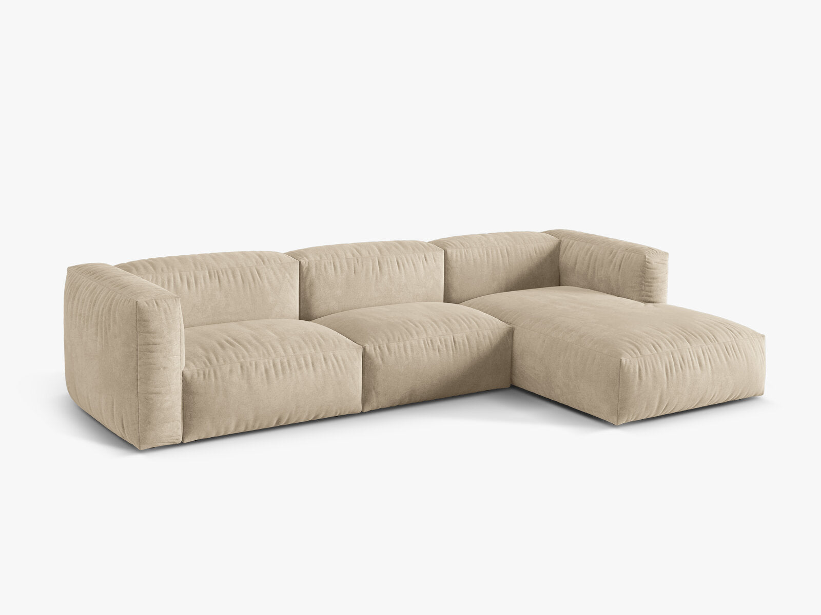 Micadoni Ecksofa Martina 3-Sitzer Rechts Samt Vogue Helles Beige
