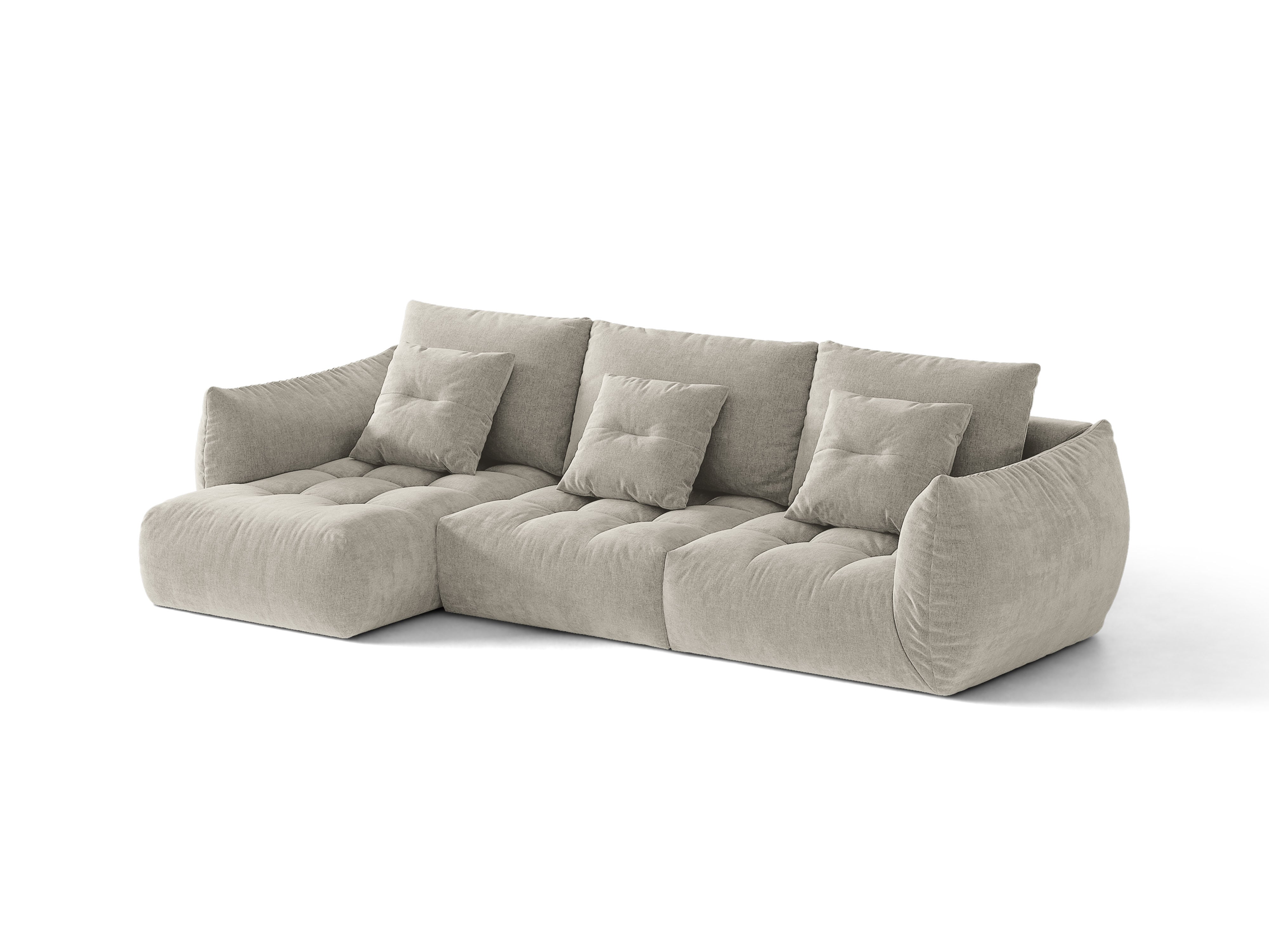 Micadoni Bloom Ecksofa 6-Sitzer Links Strukturierter Stoff Wind Hellgrau