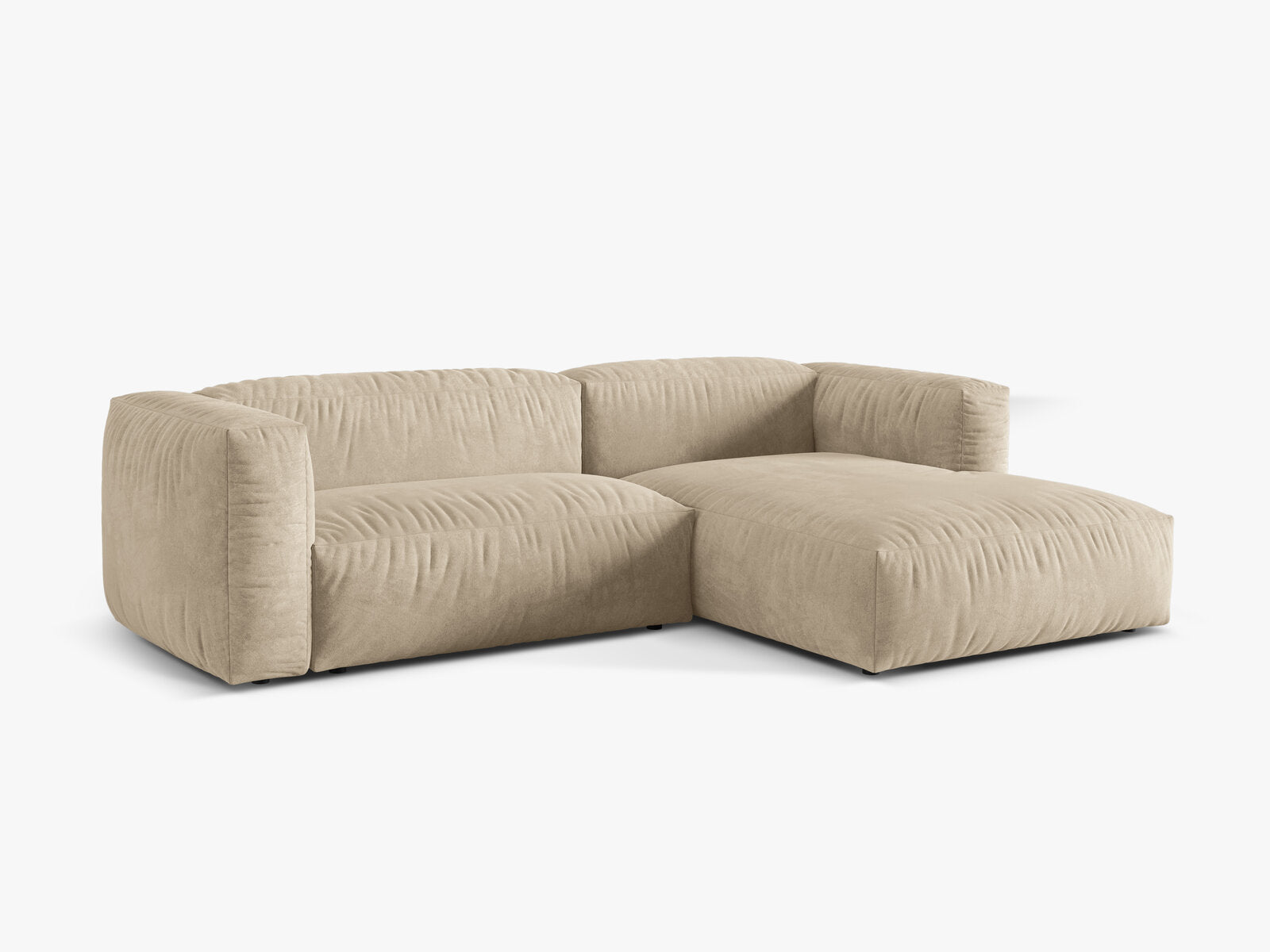 Micadoni Ecksofa Martina 2-Sitzer Rechts Samt Vogue Helles Beige