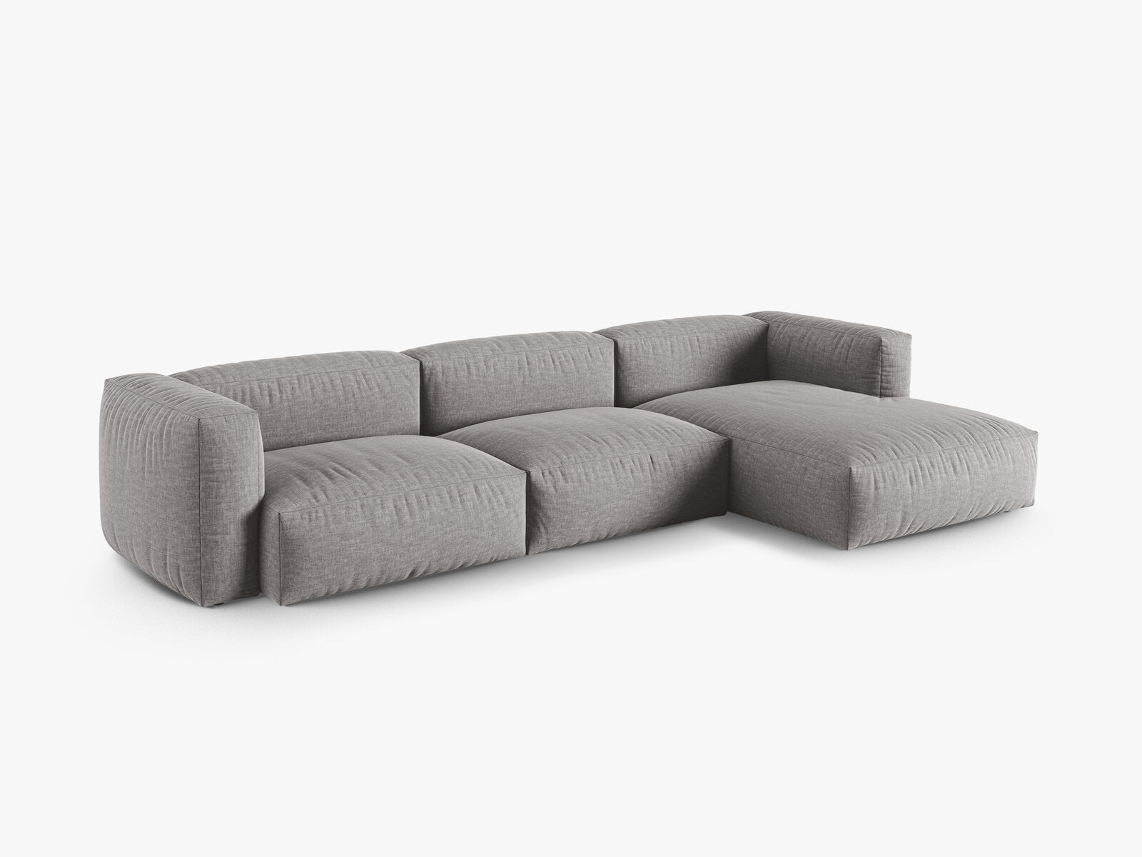 Micadoni Ecksofa Martina 3-Sitzer 90cm Sitztiefe Rechts Strukturierter Stoff Boston Hellgrau