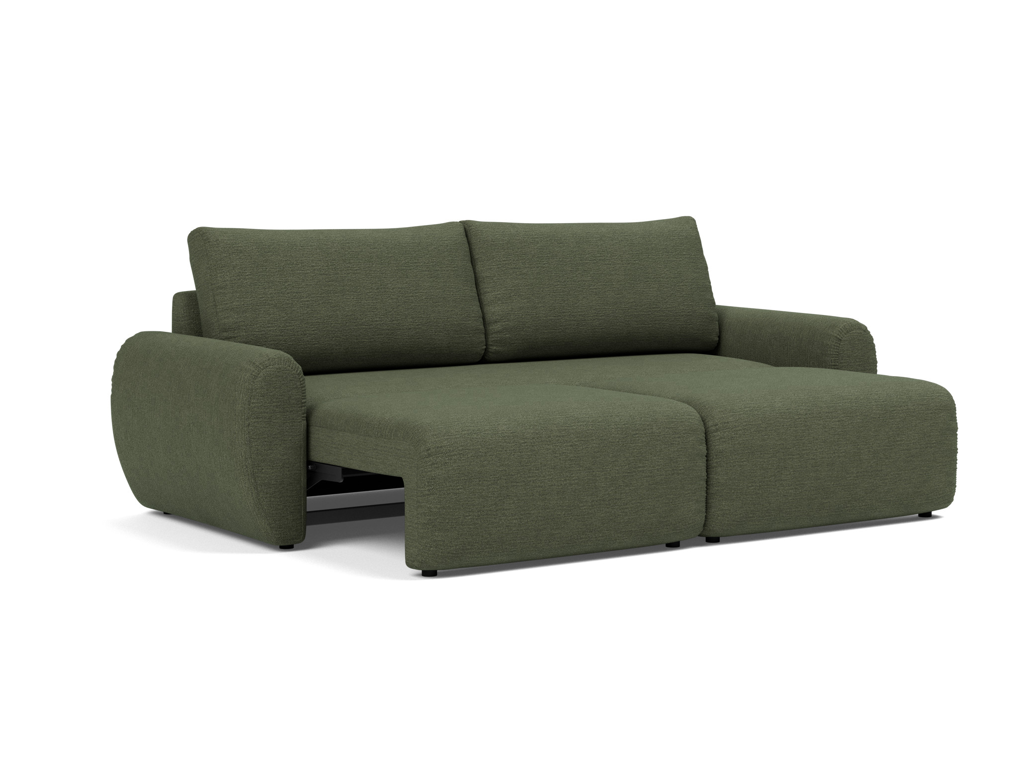 Schlafsofa Norum mit Curve-Armlehnen Strukturierter Stoff Taura 353-Forest