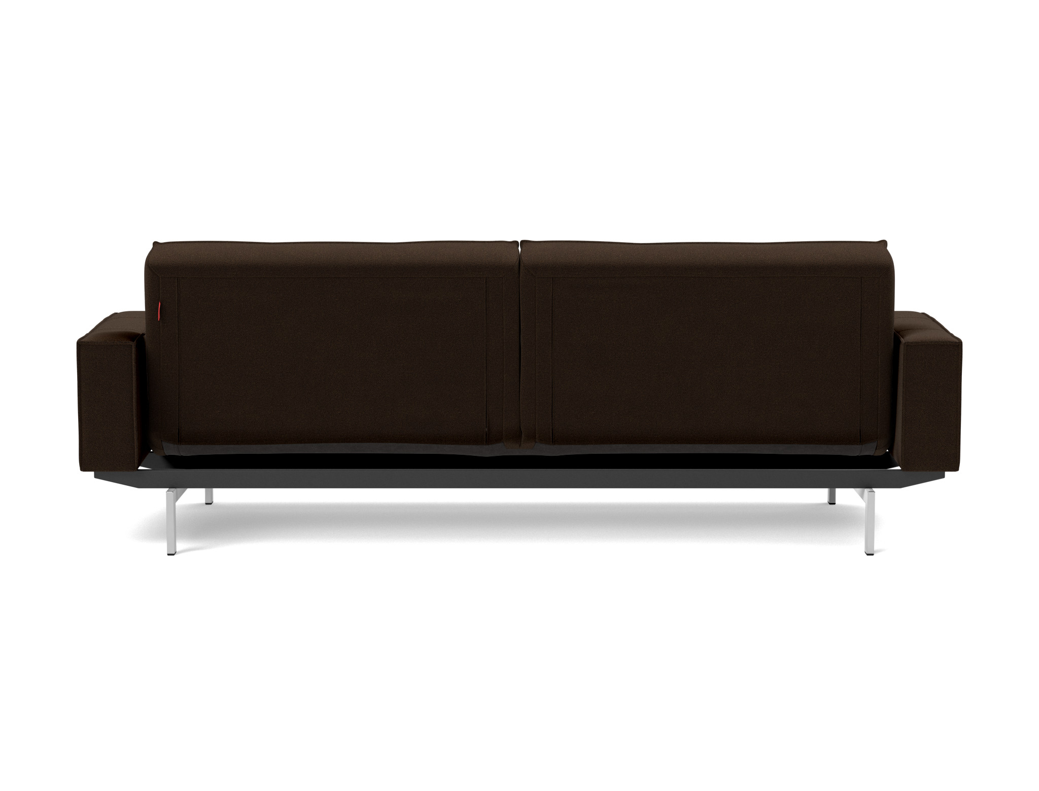 Schlafsofa Splitback mit Armlehnen Strukturierter Stoff Taura 358-Chocco Beine Chrom