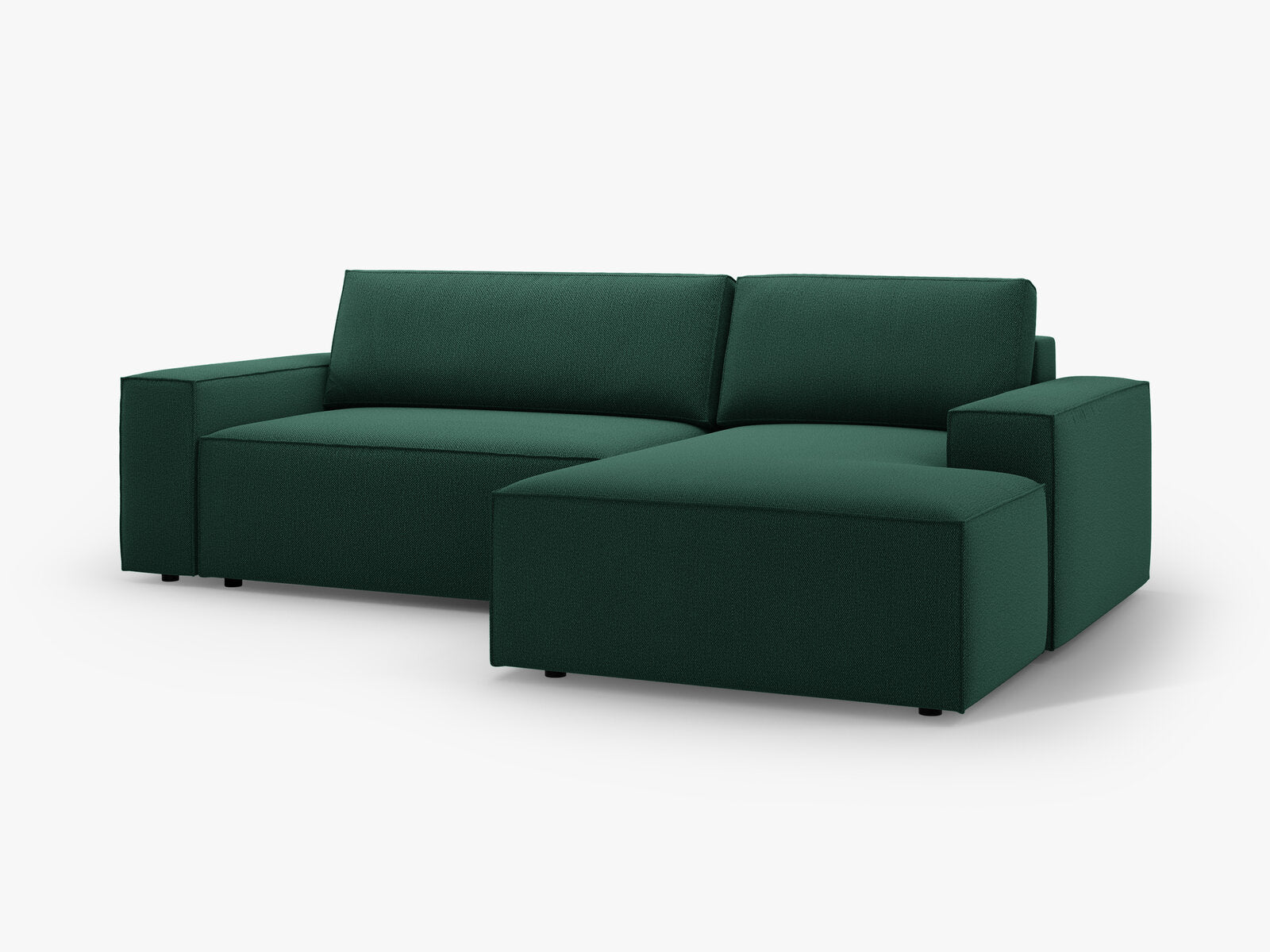 Micadoni Schlaf-Ecksofa Jodie 3-Sitzer Rechts Strukturierter Stoff Grün