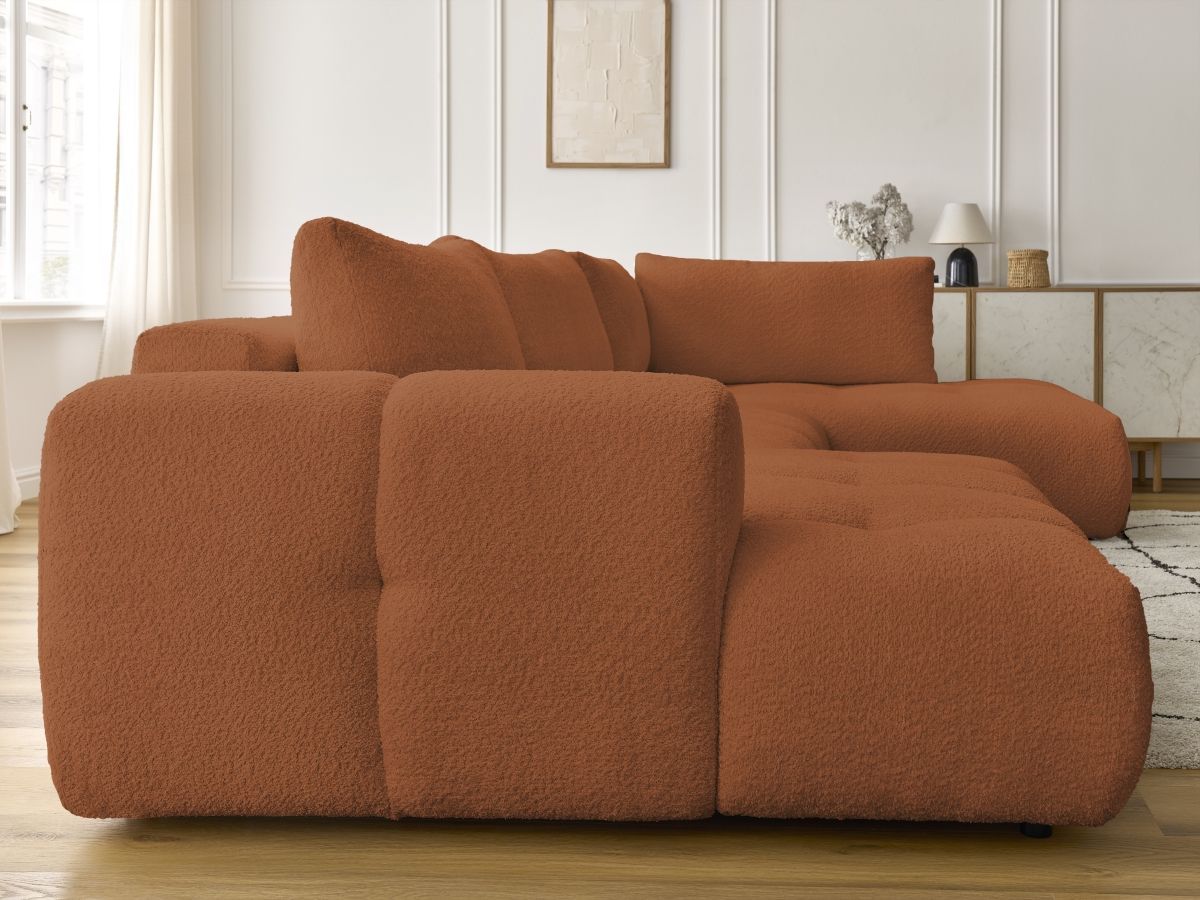 Bobochic Fuji Wohnlandschaft Bouclé-Stoff Orange Ecke links
