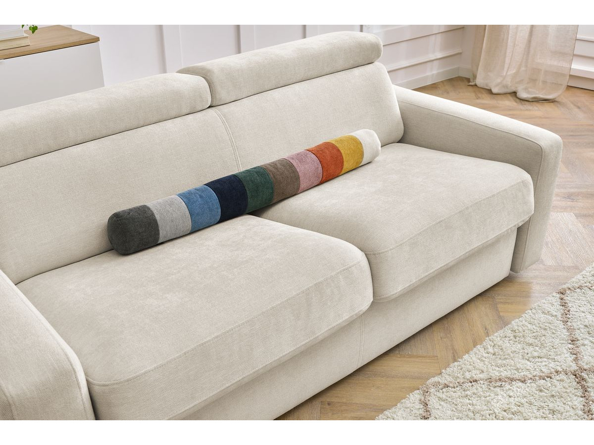 Bobochic Monaco Schlafsofa 3-Sitzer Stoff Beige, Liegefläche 140 × 190 cm