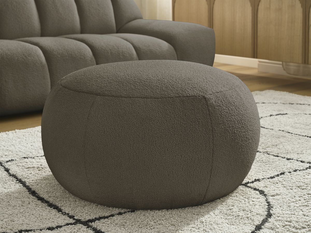 Bobochic Hayden Sofa 4-Sitzer mit Pouf Bouclé-Stoff Braun
