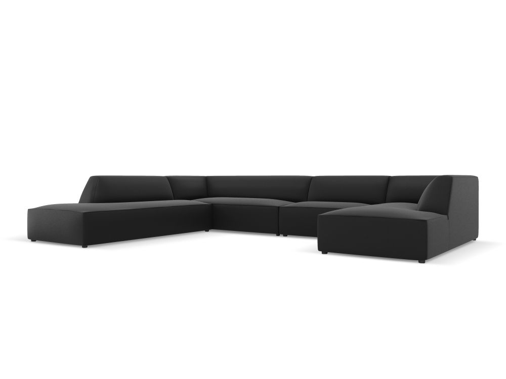 Cosmopolitan Design Panoramasofa Siena 7-Sitzer Kunstleder Pacifico Schwarz Links