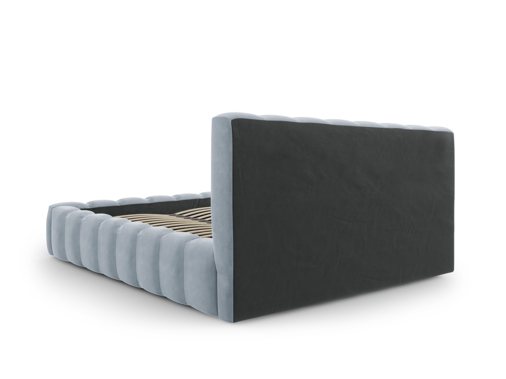 Cosmopolitan Design Stauraumbett mit Kopfteil Palma 140x200 Samt Bluvel Hellblau