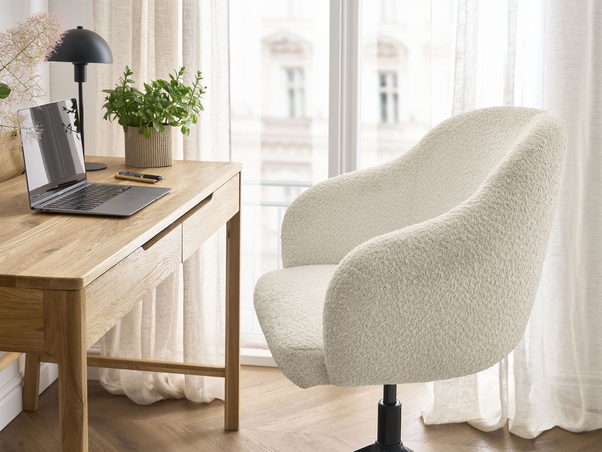 Bobochic Sophie Bürostuhl Bouclé-Stoff Beige