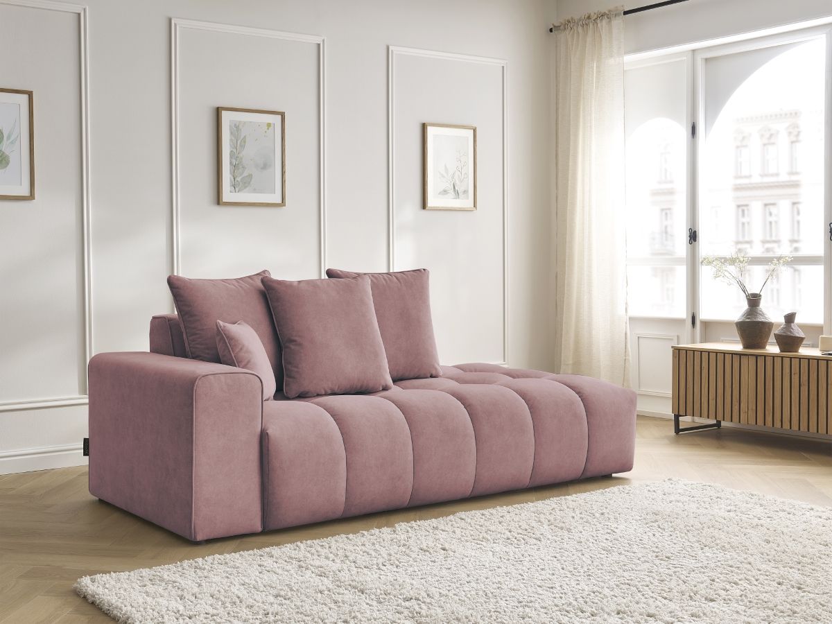 Bobochic Mont-blanc Sofa 4-Sitzer Samt Rosa Armlehne links
