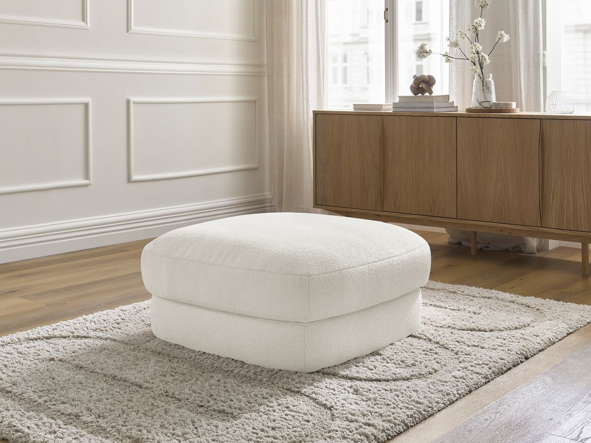 Bobochic Leonore Pouf Bouclé-Stoff Weiß