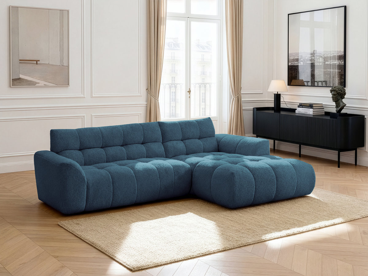 Bobochic Jaya Ecksofa Chenille Hellblau Ecke rechts