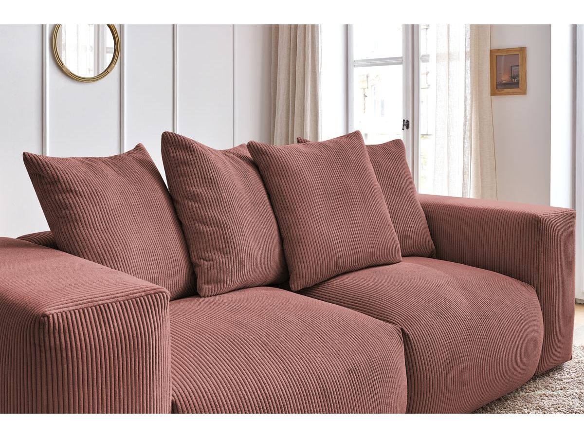 Bobochic Voltaire Sofa 3-Sitzer 248 × 100 cm Cordsamt Rosa