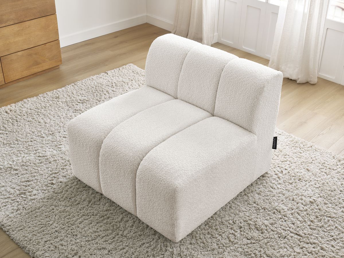 Bobochic Annecy Sofamodul 1-Sitzer Bouclé-Stoff Weiß