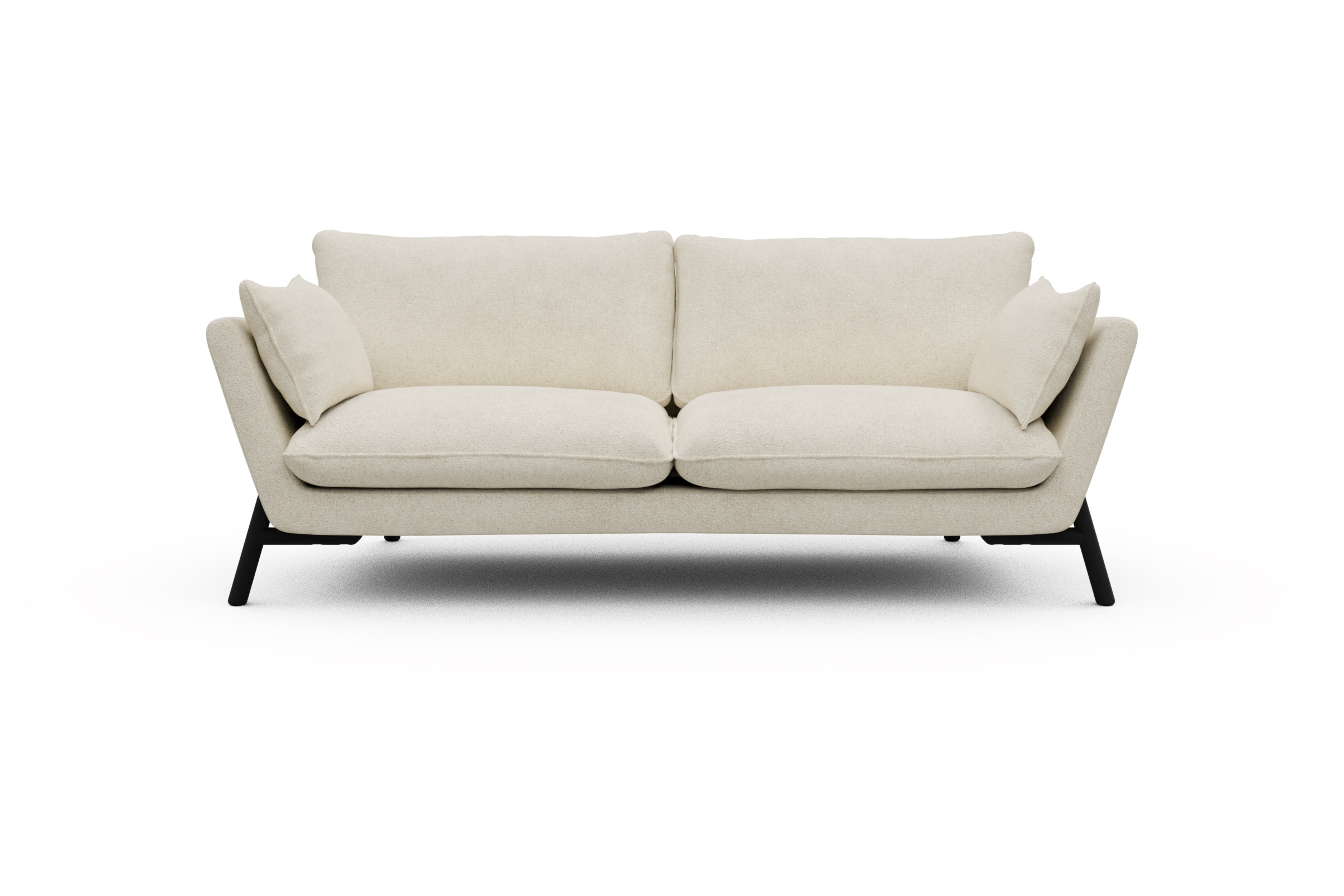 Skandi Home Sofa Emil 3-Sitzer Beinfarbe Eiche Schwarz Boucle-Off-White moebelfaktor