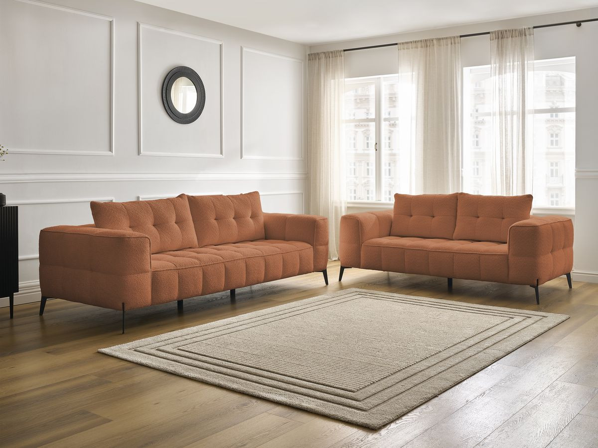 Bobochic Anis Sofa 5-Sitzer Bouclé-Stoff Orange
