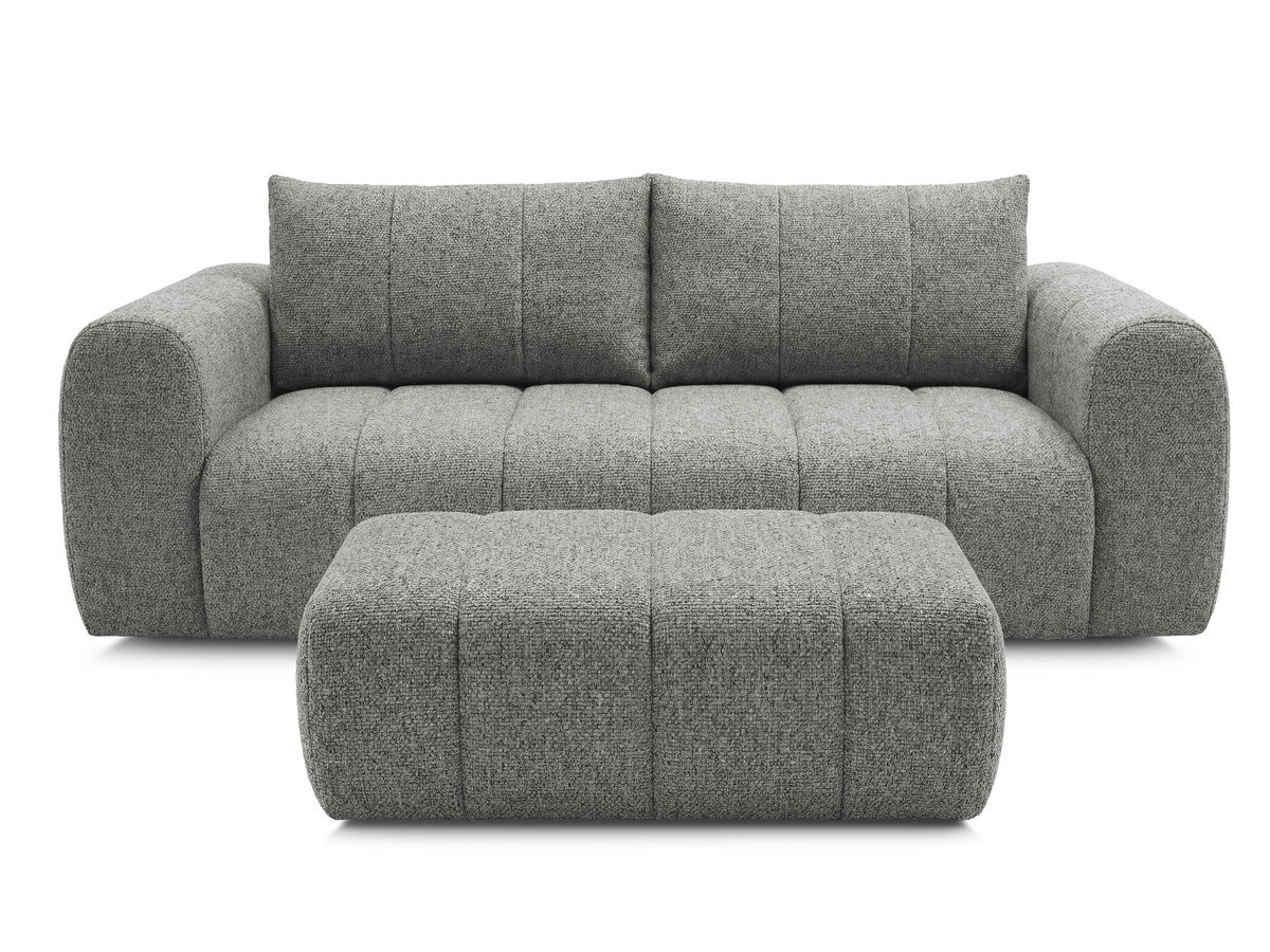 Bobochic Nesty Sofa 3-Sitzer mit Pouf Melange-Stoff Dunkelgrau