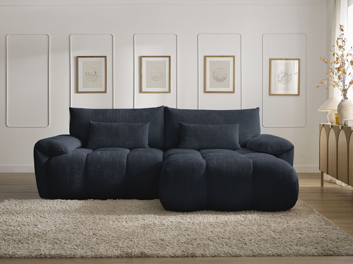 Bobochic Ivane Ecksofa Strukturstoff Dunkelblau Ecke rechts