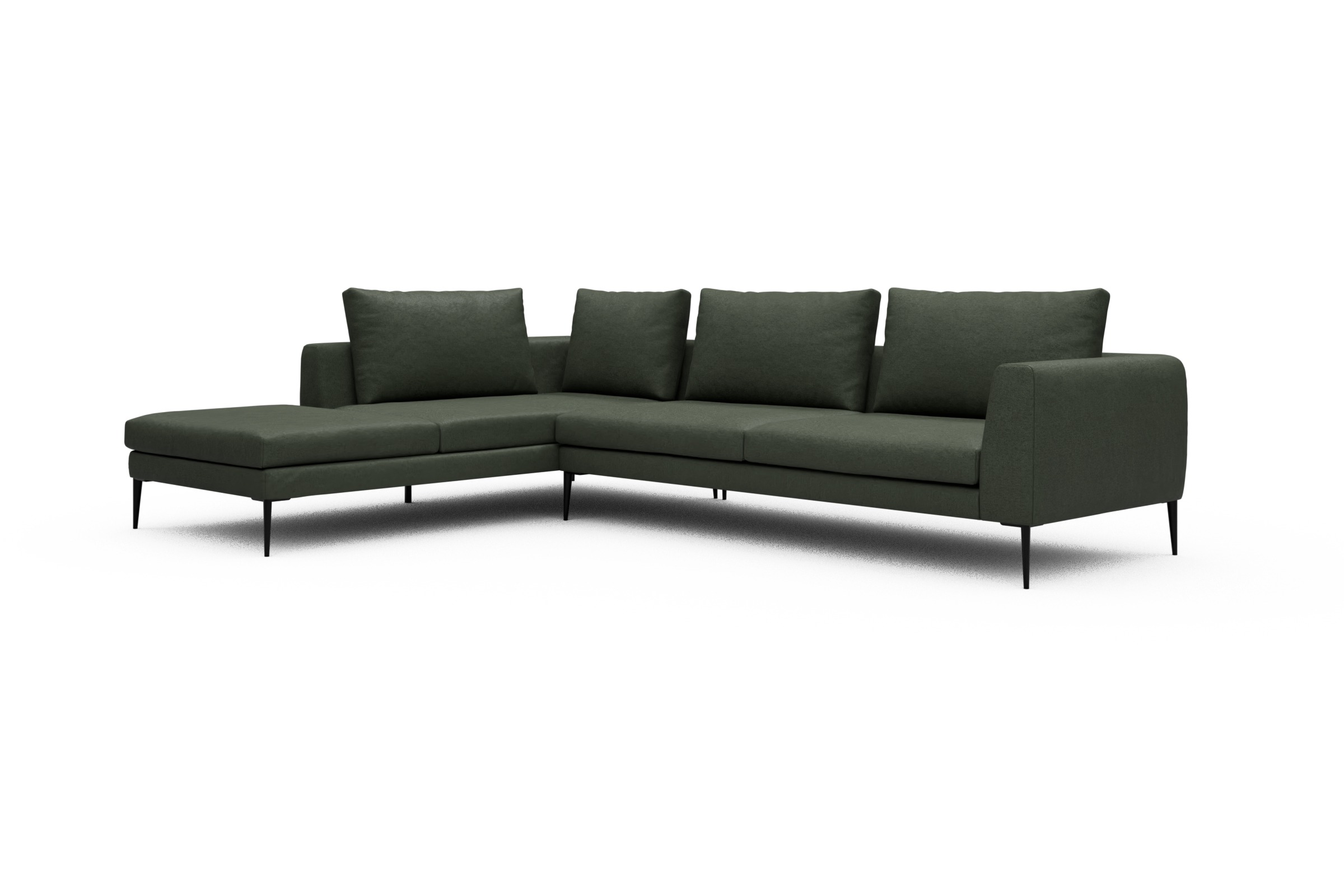 Ecksofa Paul Relax-Ecke rechts mit 3-Sitzer Denari-Forest-Green