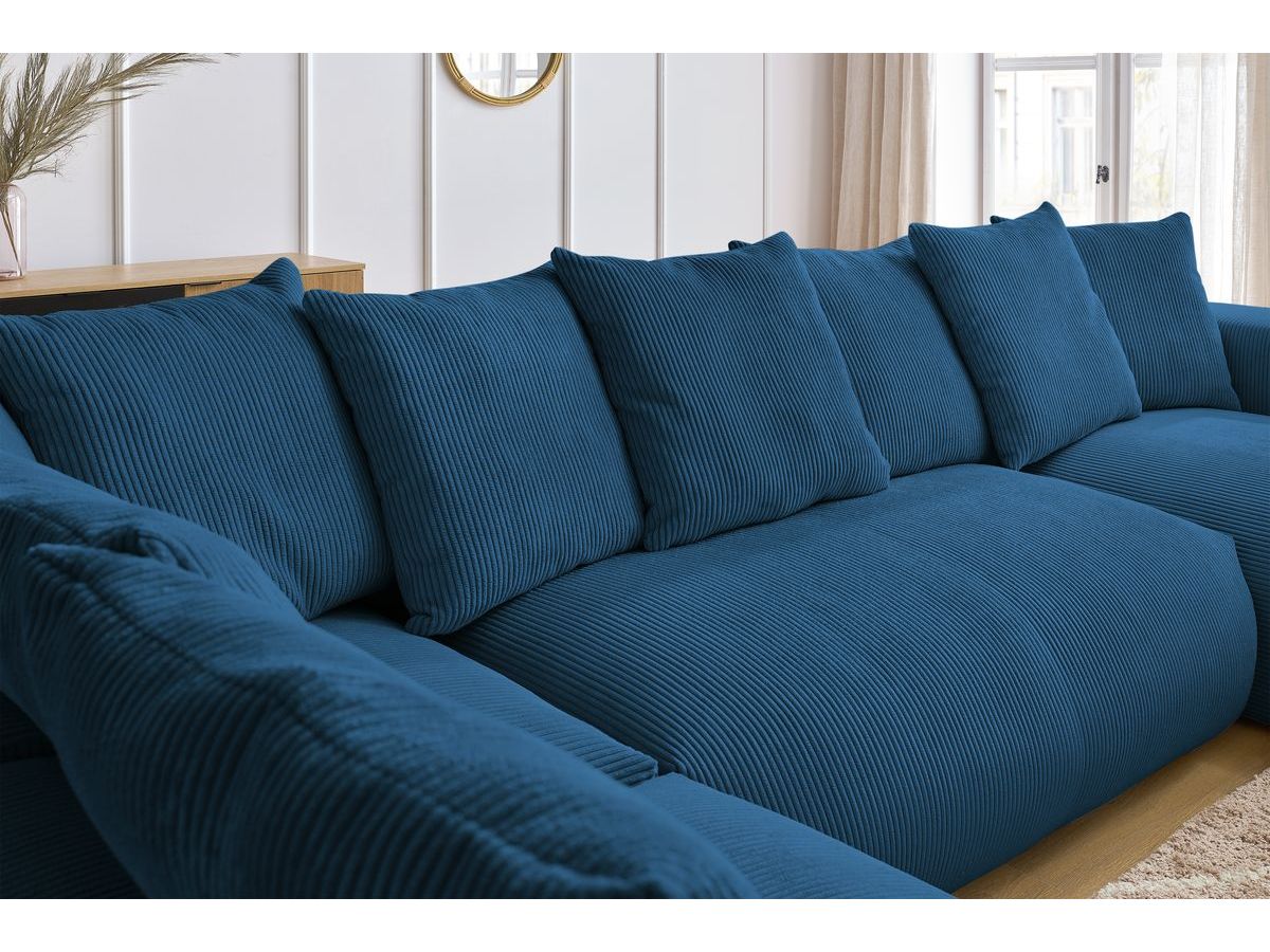 Bobochic Voltaire Wohnlandschaft mit Pouf 356 × 214 cm Cordsamt Dunkelblau Ecke rechts