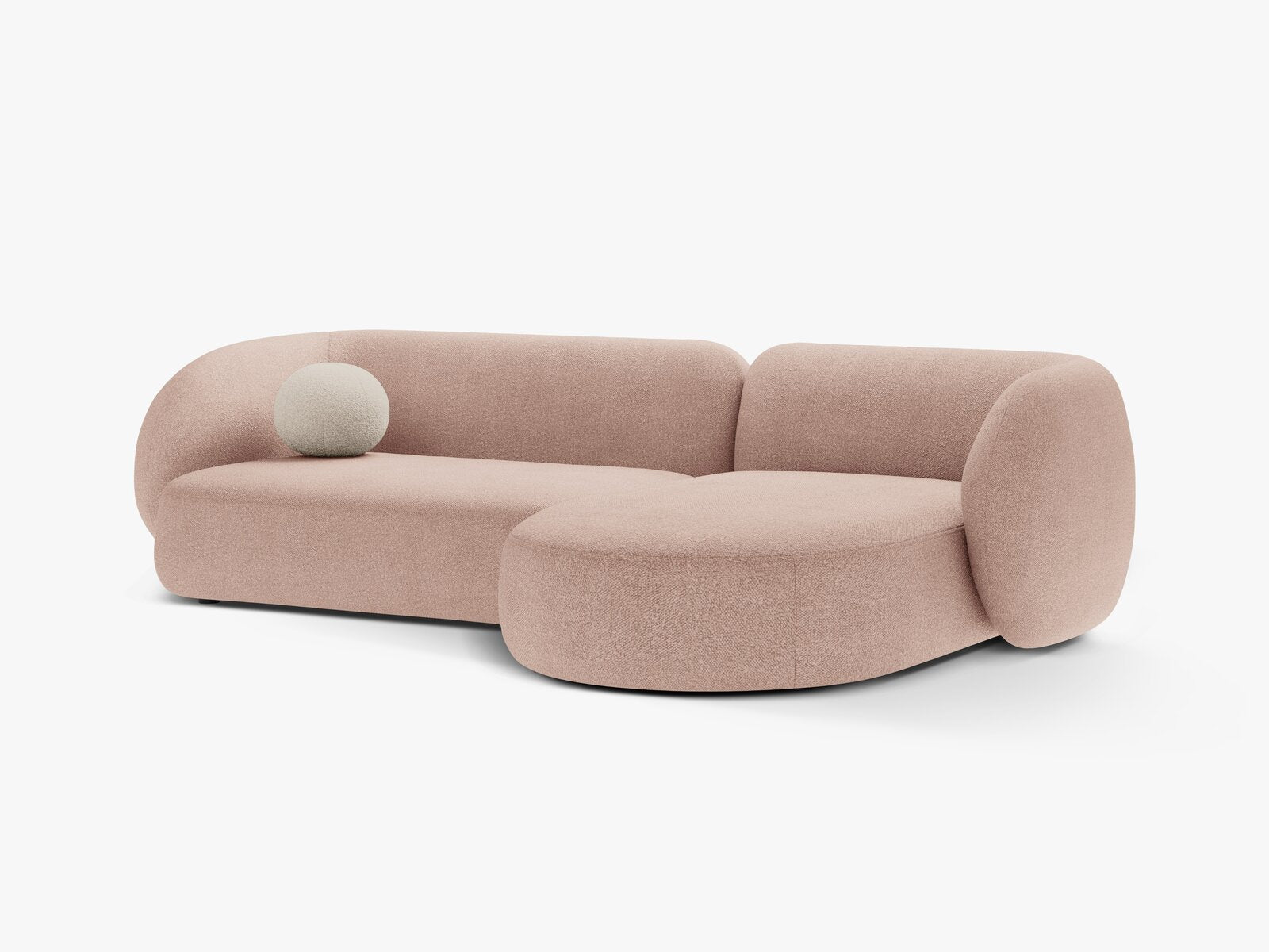 Micadoni Ecksofa Kate 3-Sitzer Rechts Boucle Puderrosa