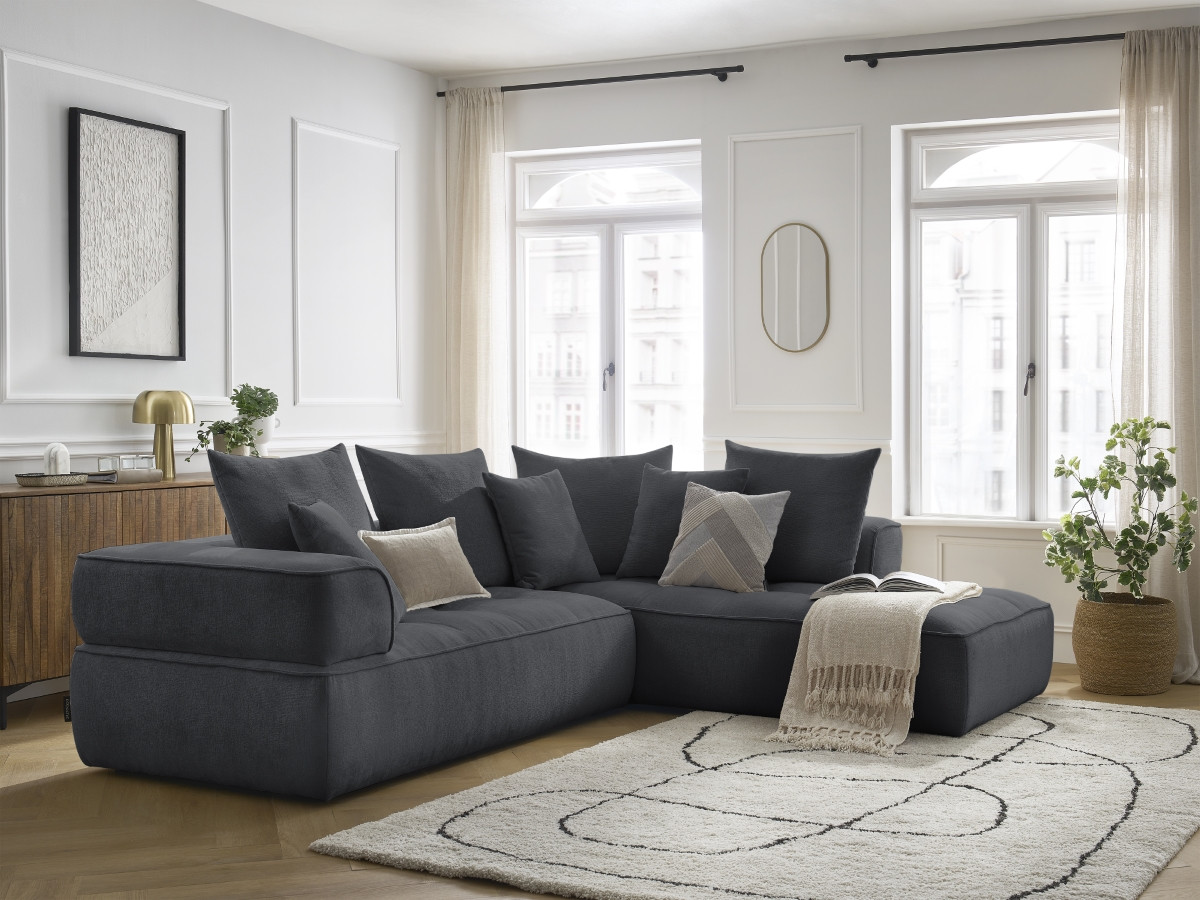 Bobochic Whesley Ecksofa Stoff Dunkelgrau Ecke rechts