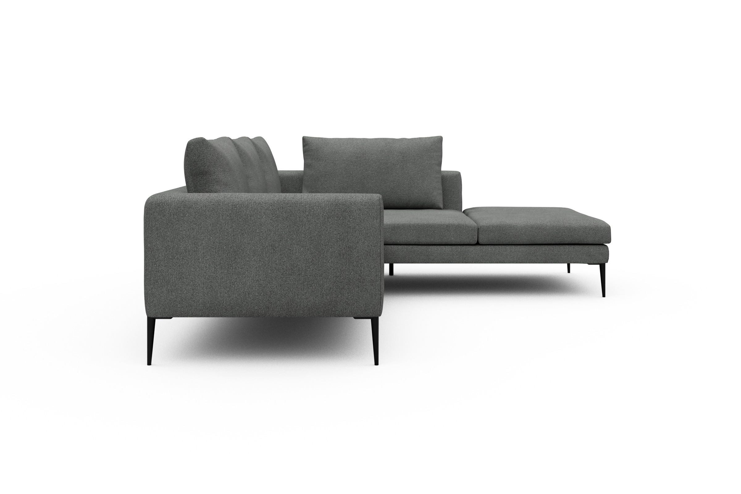 Ecksofa Paul Relax-Ecke rechts mit 2-Sitzer Boucle-Ash-Grey