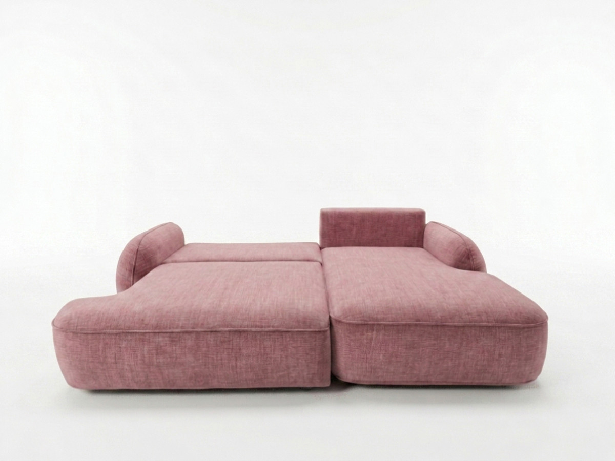 Bobochic Celeste Ecksofa mit Schlaffunktion und Bettkasten Stoff Rosa Ecke rechts