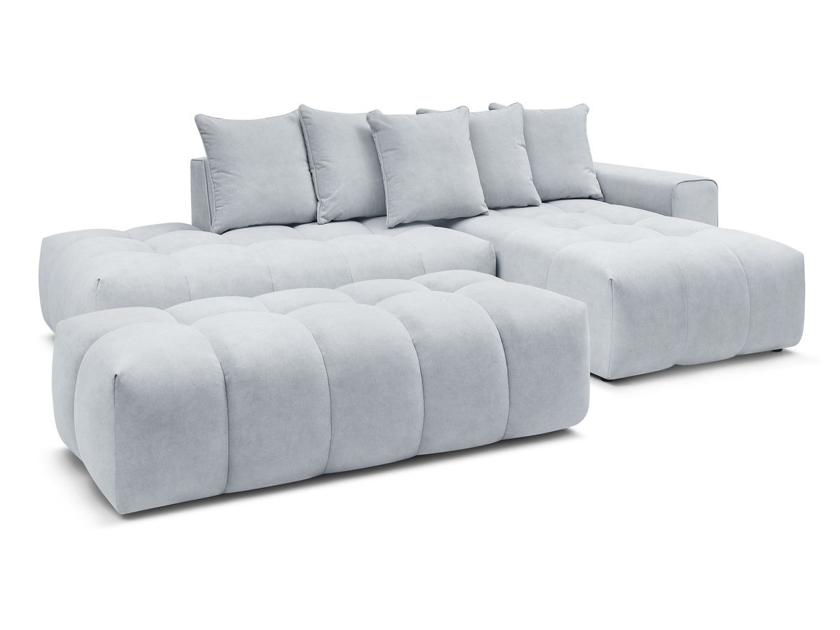 Bobochic Mont-blanc Ecksofa mit Pouf Samt Hellgrau Ecke rechts