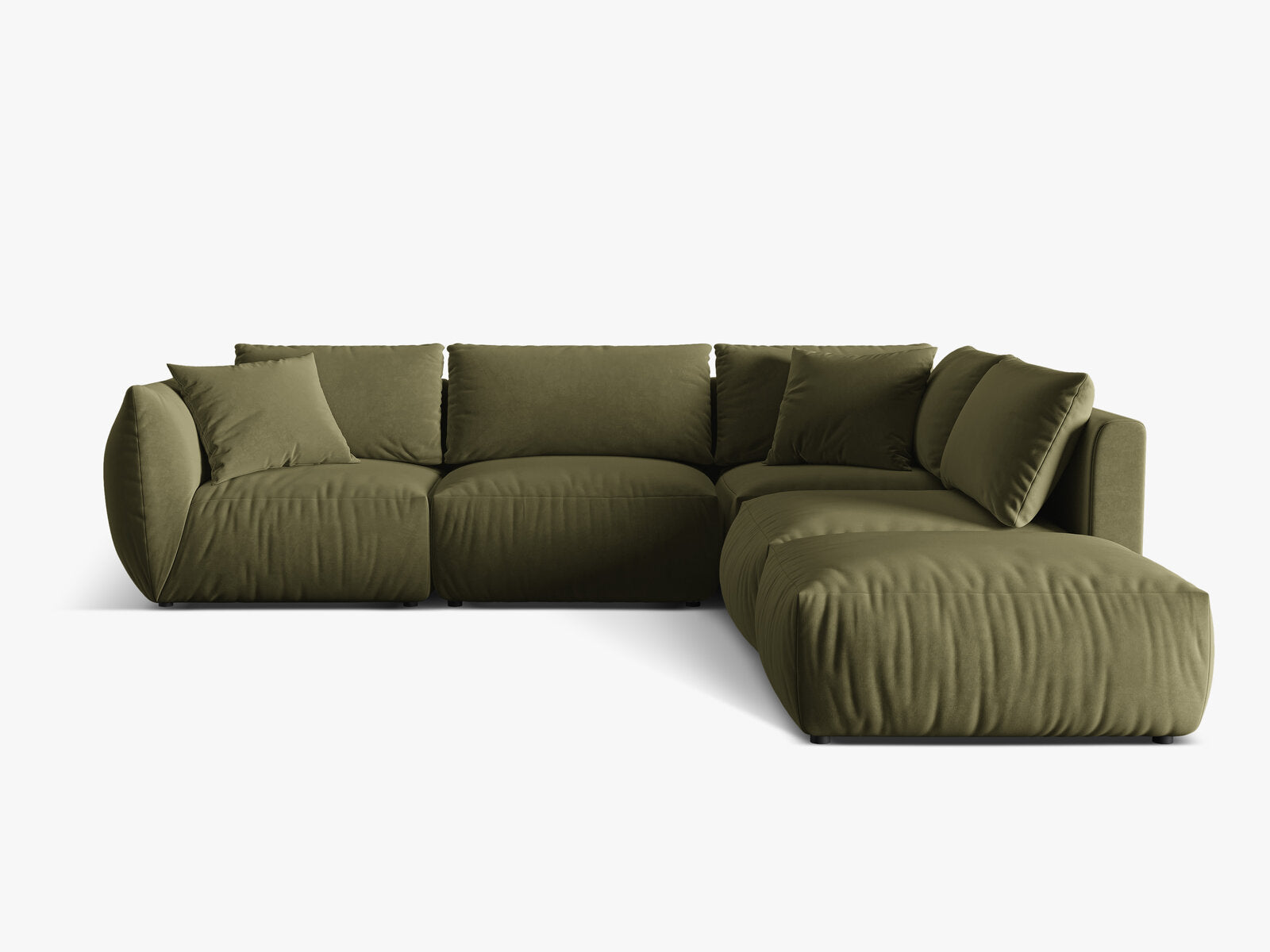 Micadoni Modulares Ecksofa Chris 4-Sitzer Rechts Samt Hellgrün