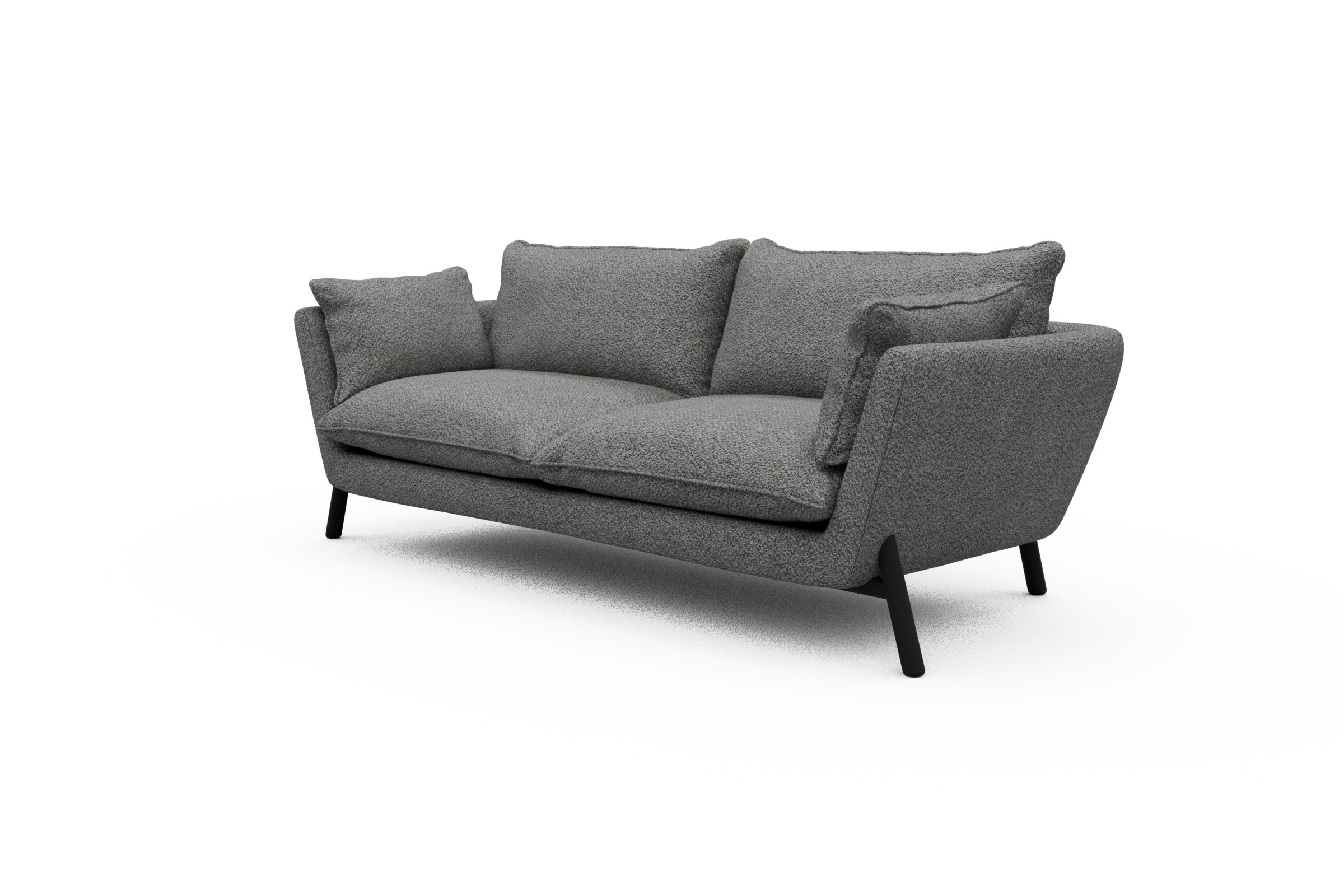 Sofa Emil PREMIUM 3-Sitzer Beinfarbe Eiche Schwarz Vanora-Warm-Grey