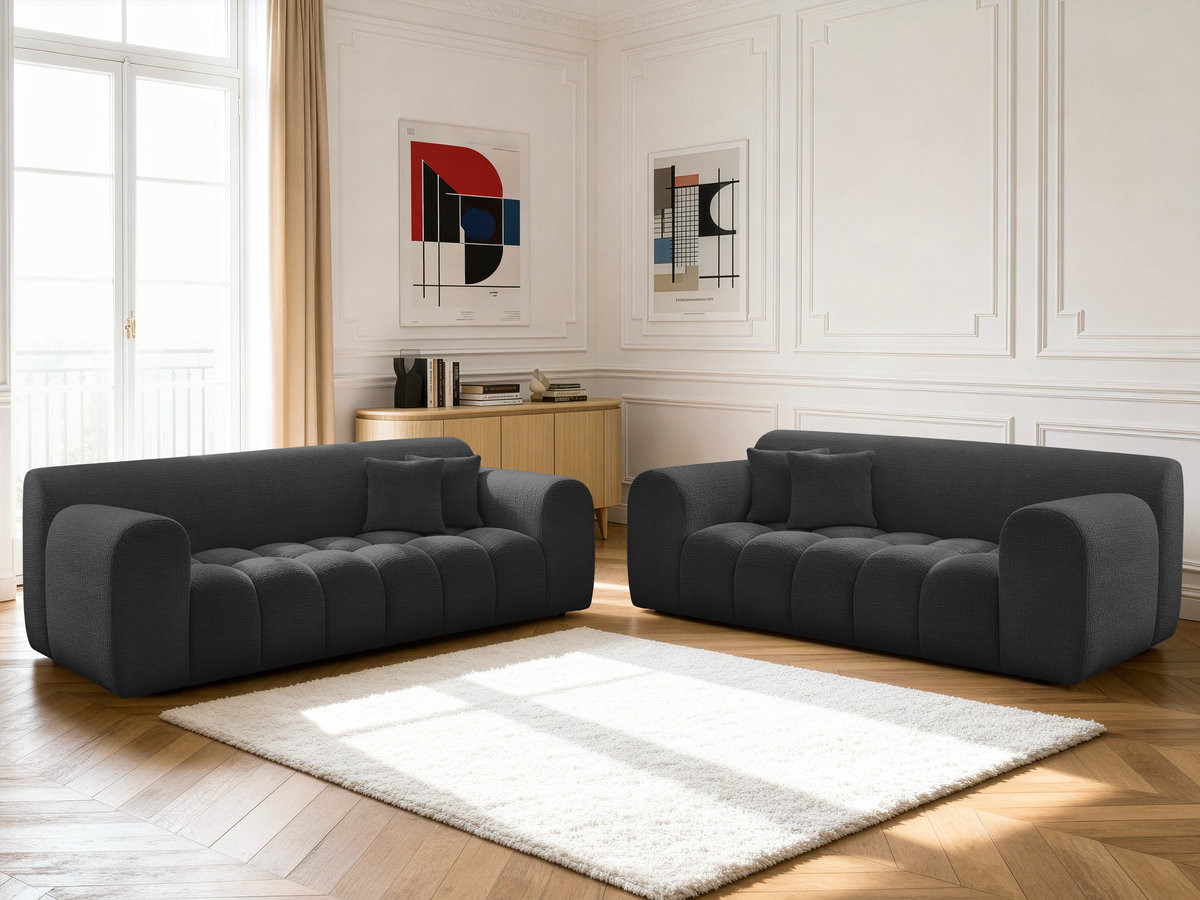 Bobochic Melisse Sofa 5-Sitzer Strukturstoff Schwarz