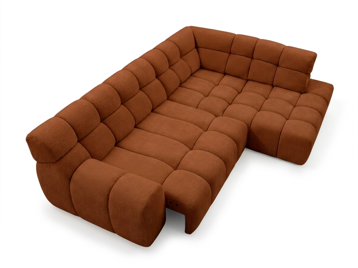 Bobochic Andre Ecksofa mit Schlaffunktion Chenille Orange Ecke rechts