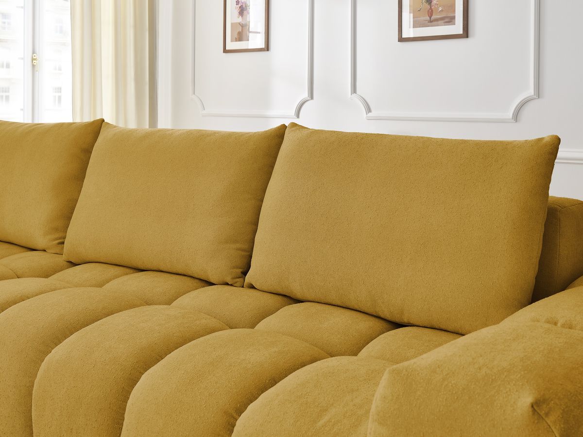 Bobochic Everest Ecksofa, 4 Kissen Strukturstoff Gelb Ecke links