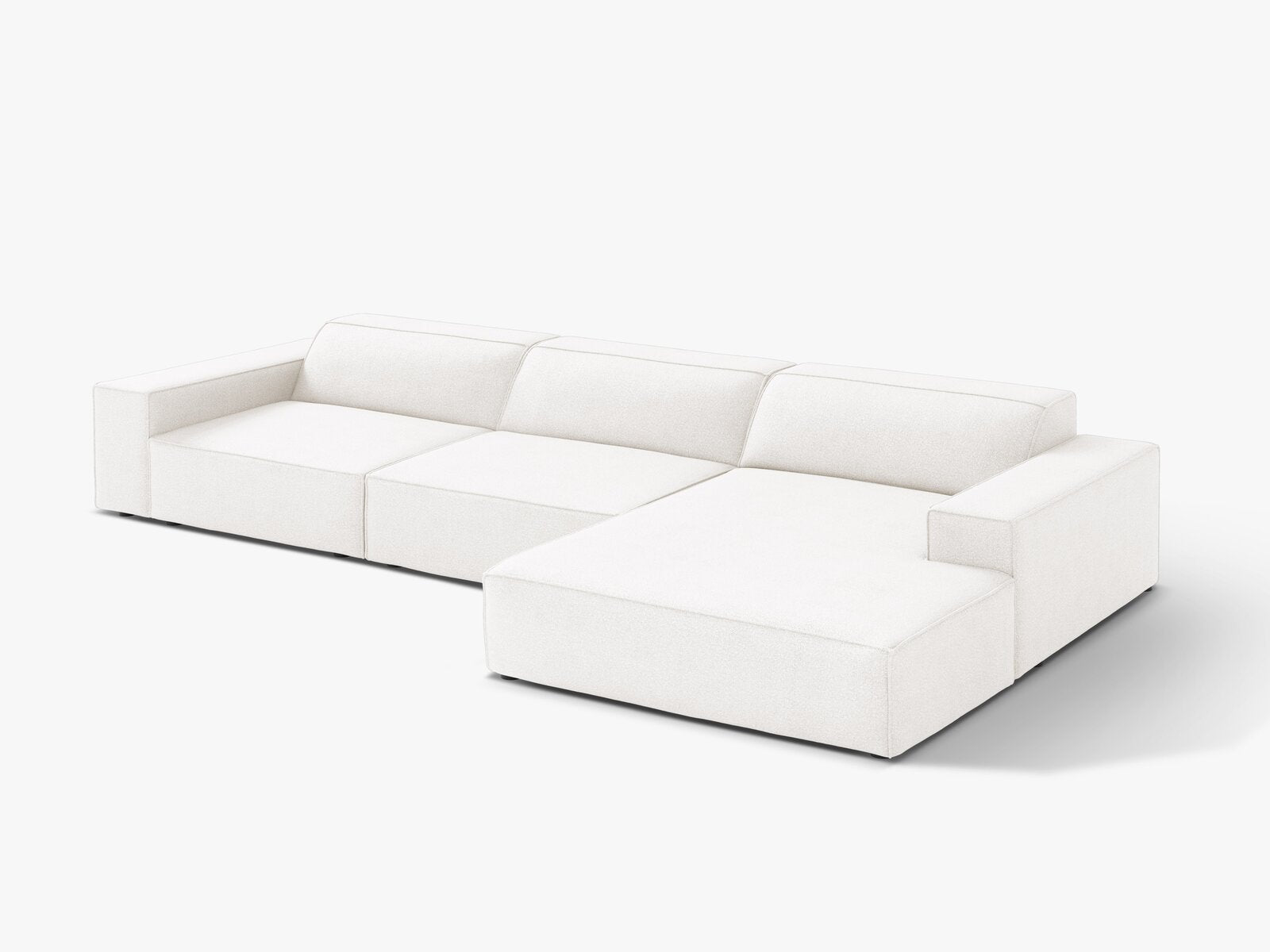 Micadoni Ecksofa Jodie 4-Sitzer Rechts Boucle Baloo Weiß